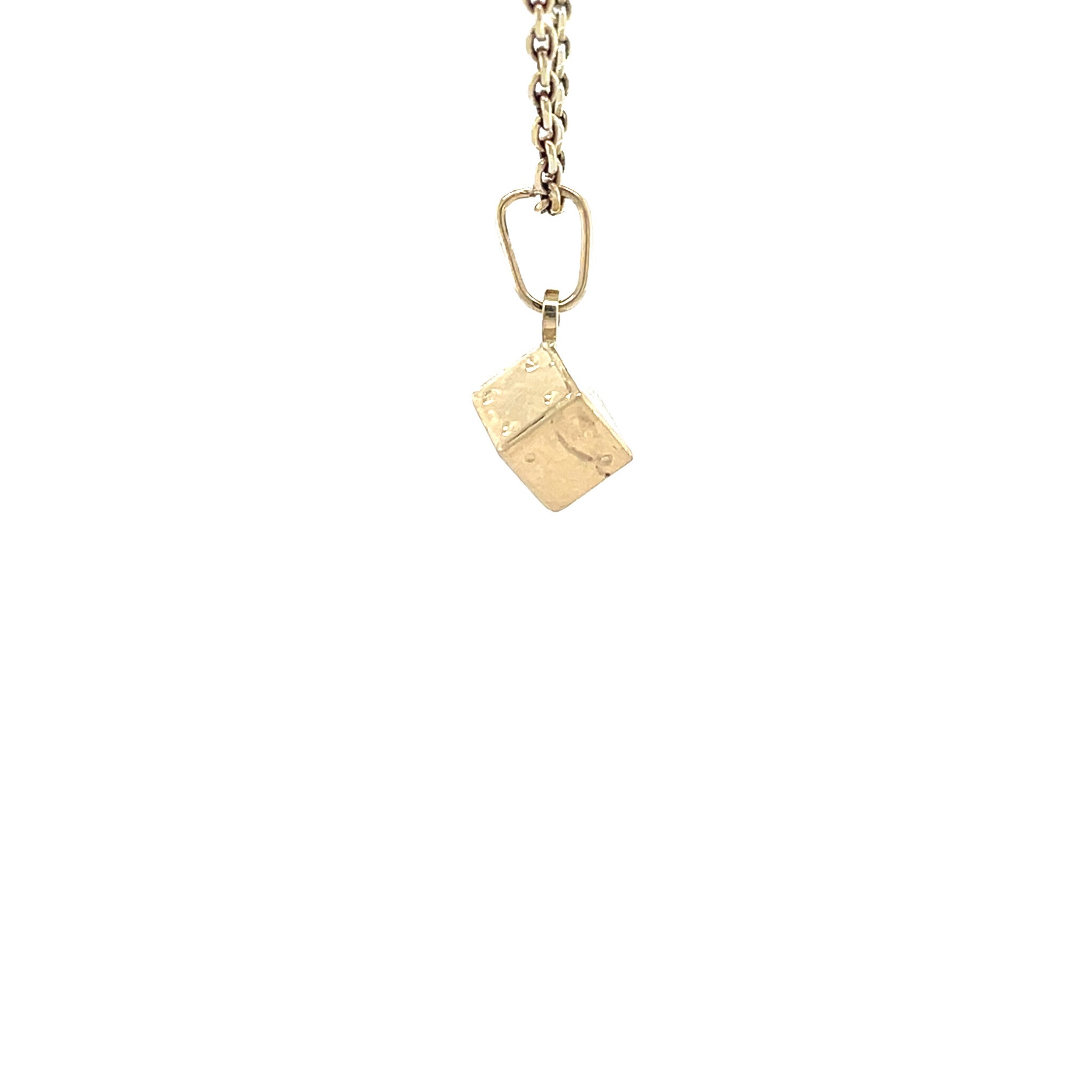 Gouden vintage dobbelsteen hanger 14 krt