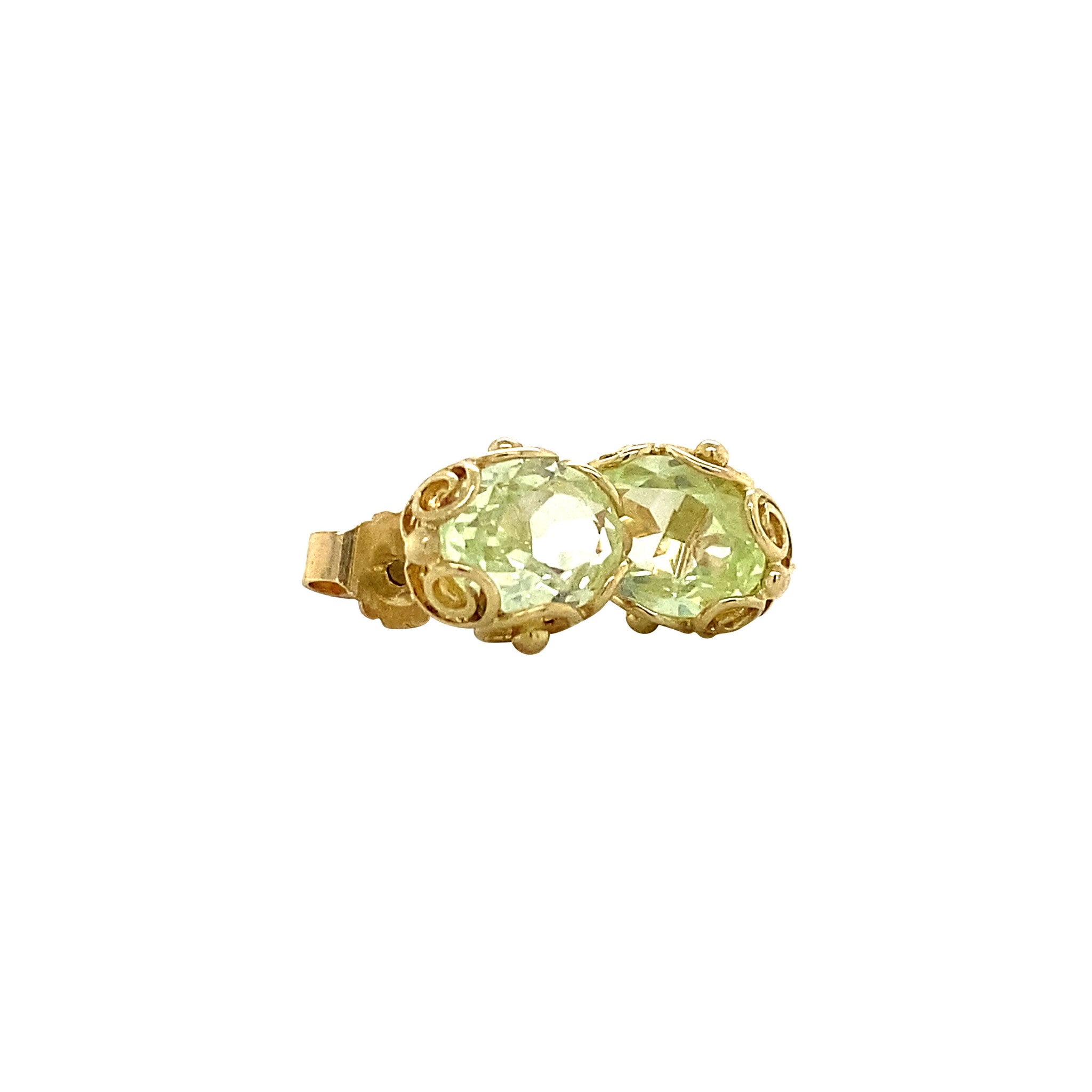 14 kt gold stud earrings with yellow spinel