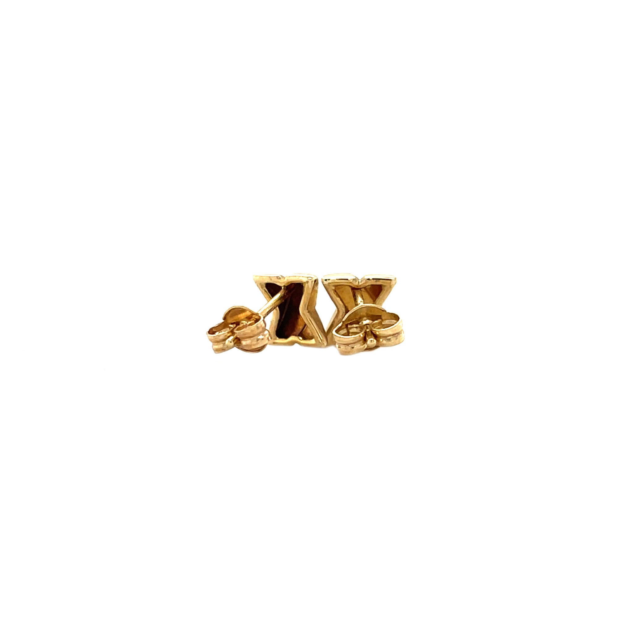 Gouden vintage X oorstekers 14 krt
