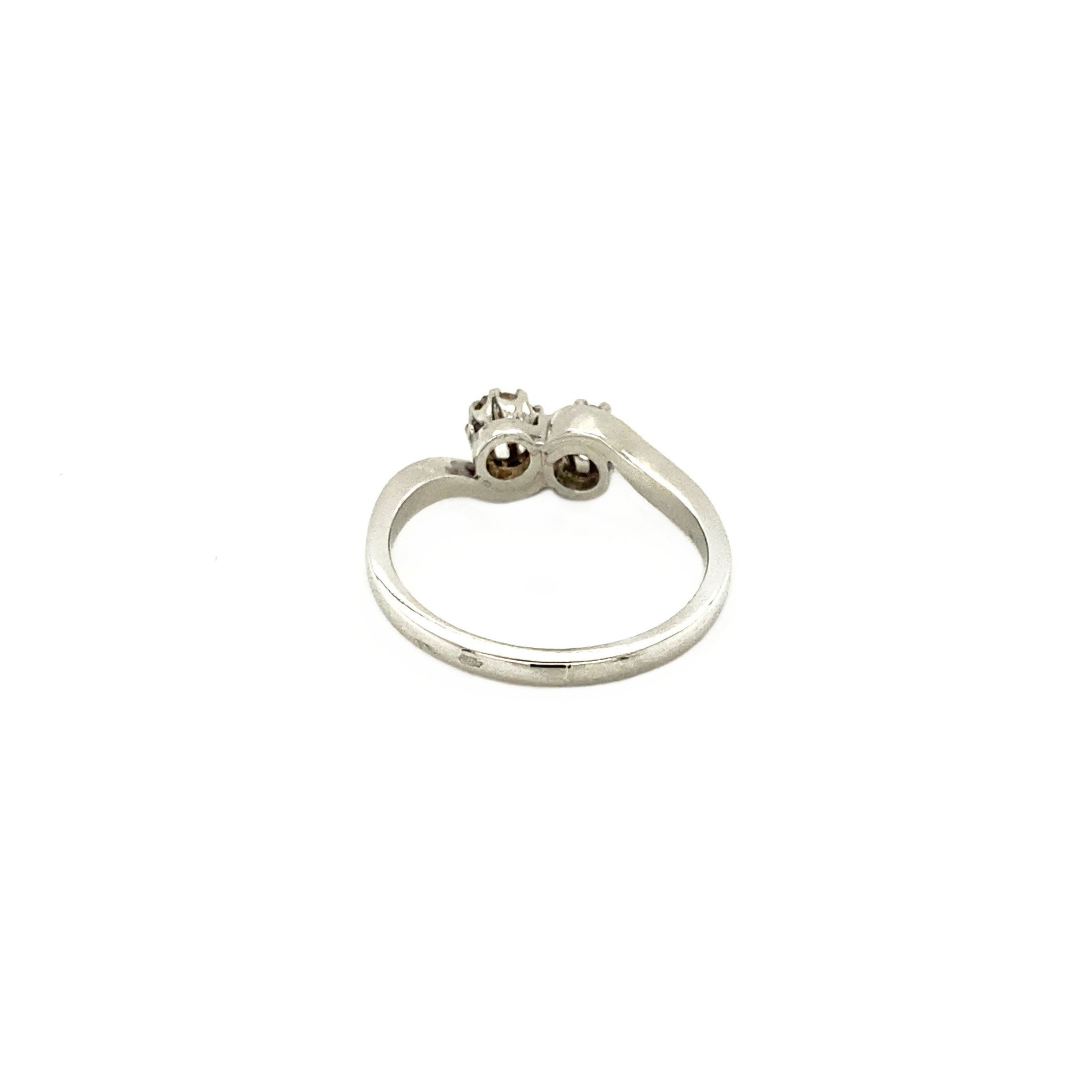 Witgouden slag ring met diamant 14 krt