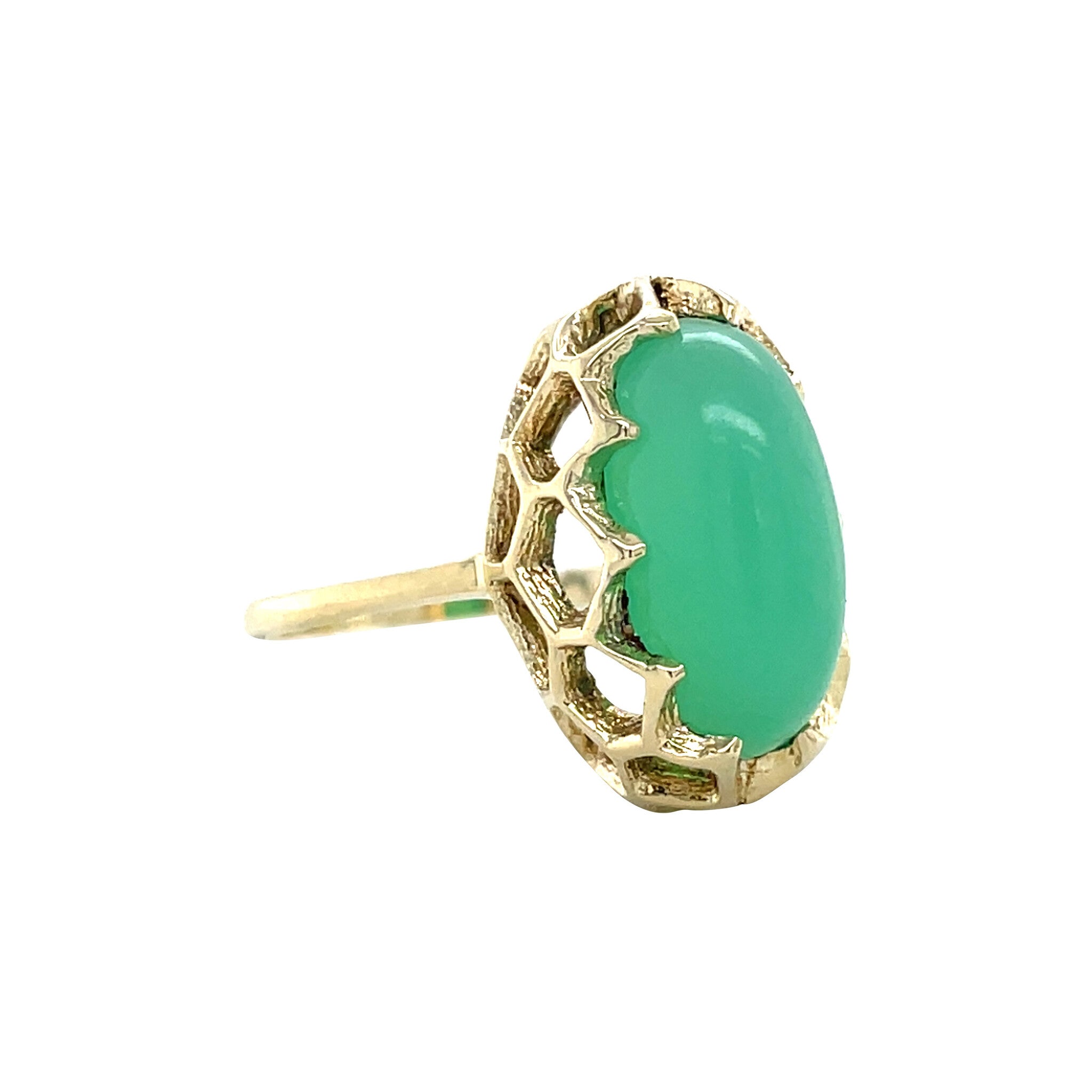 Gouden vintage ring met chrysopraas 14 kt