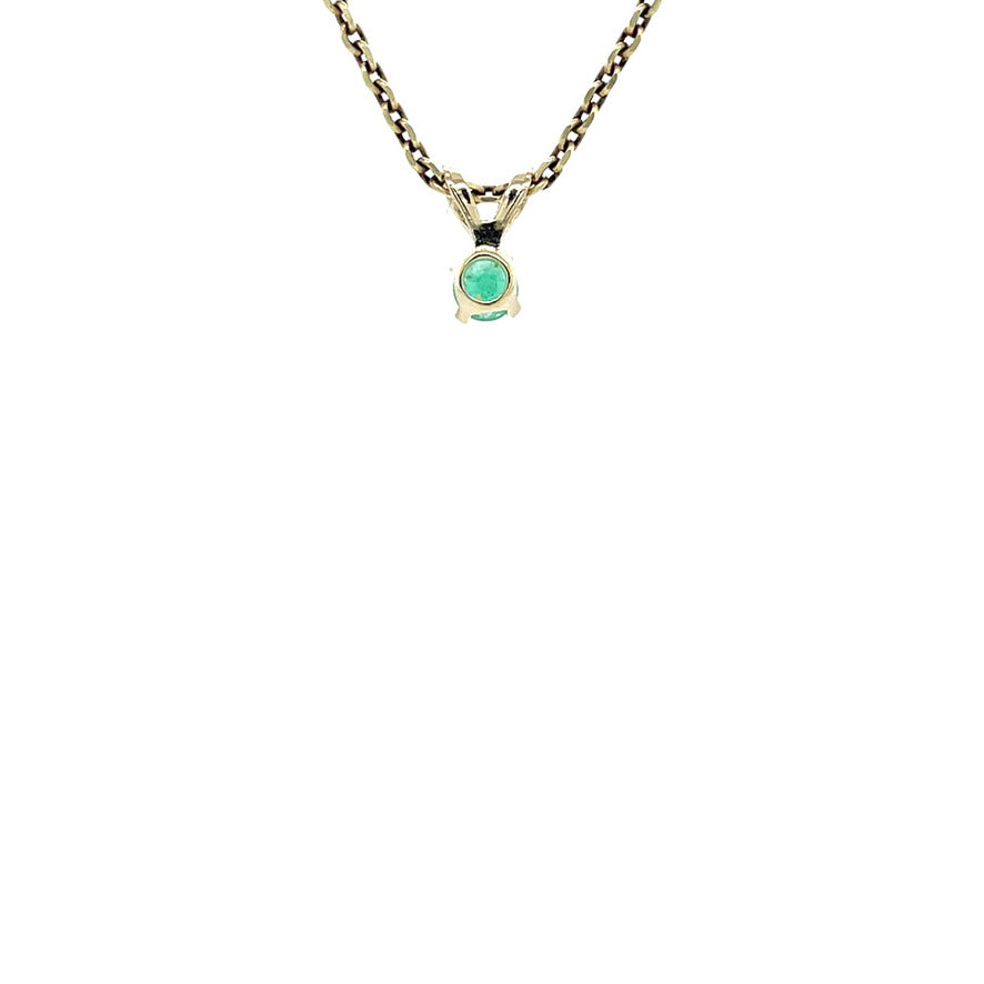 Gouden vintage solitair hanger met smaragd 14 kt