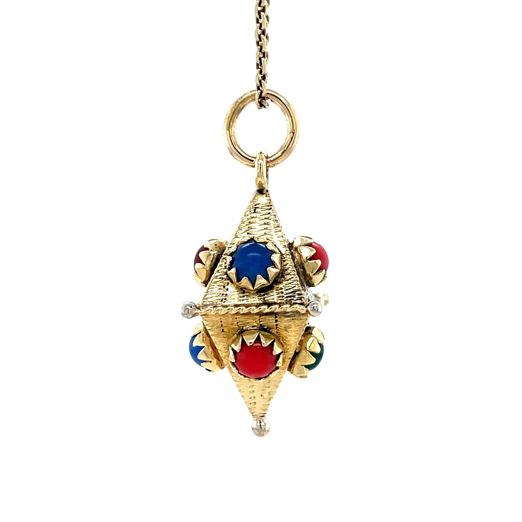 Gouden vintage hanger met kleursteen 14 krt