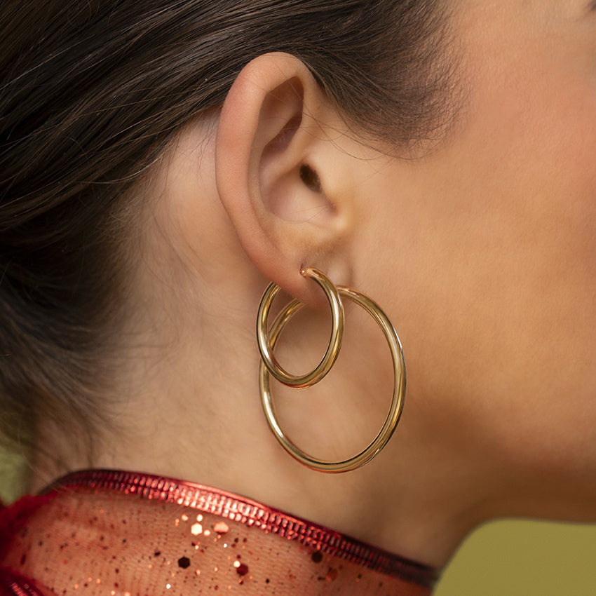 Gladde vintage oorringen 9 kt