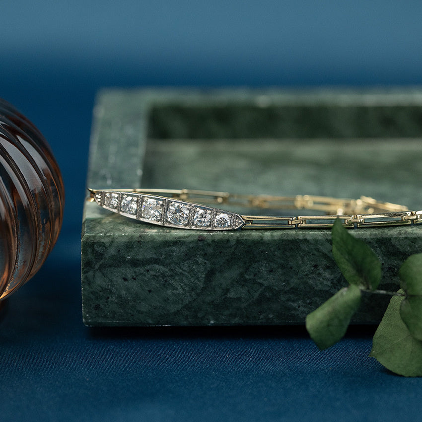 Gold bracelet with diamonds 14 krt