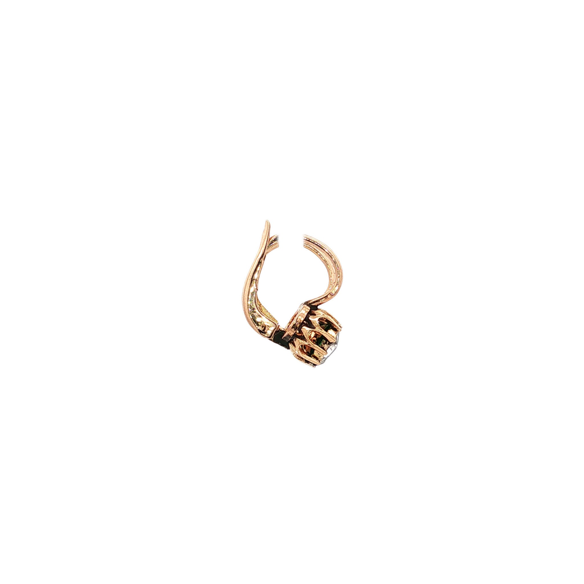 Vintage 14 kt rose-gold drop earrings with rose diamond