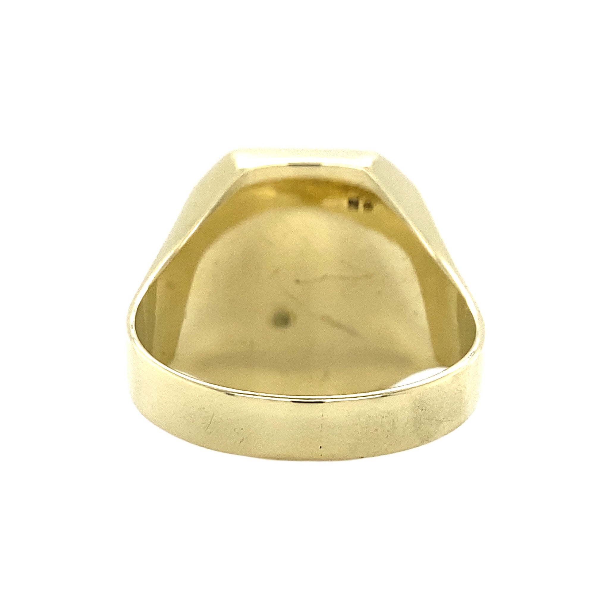 Gold signet ring with blue agate 14 kt