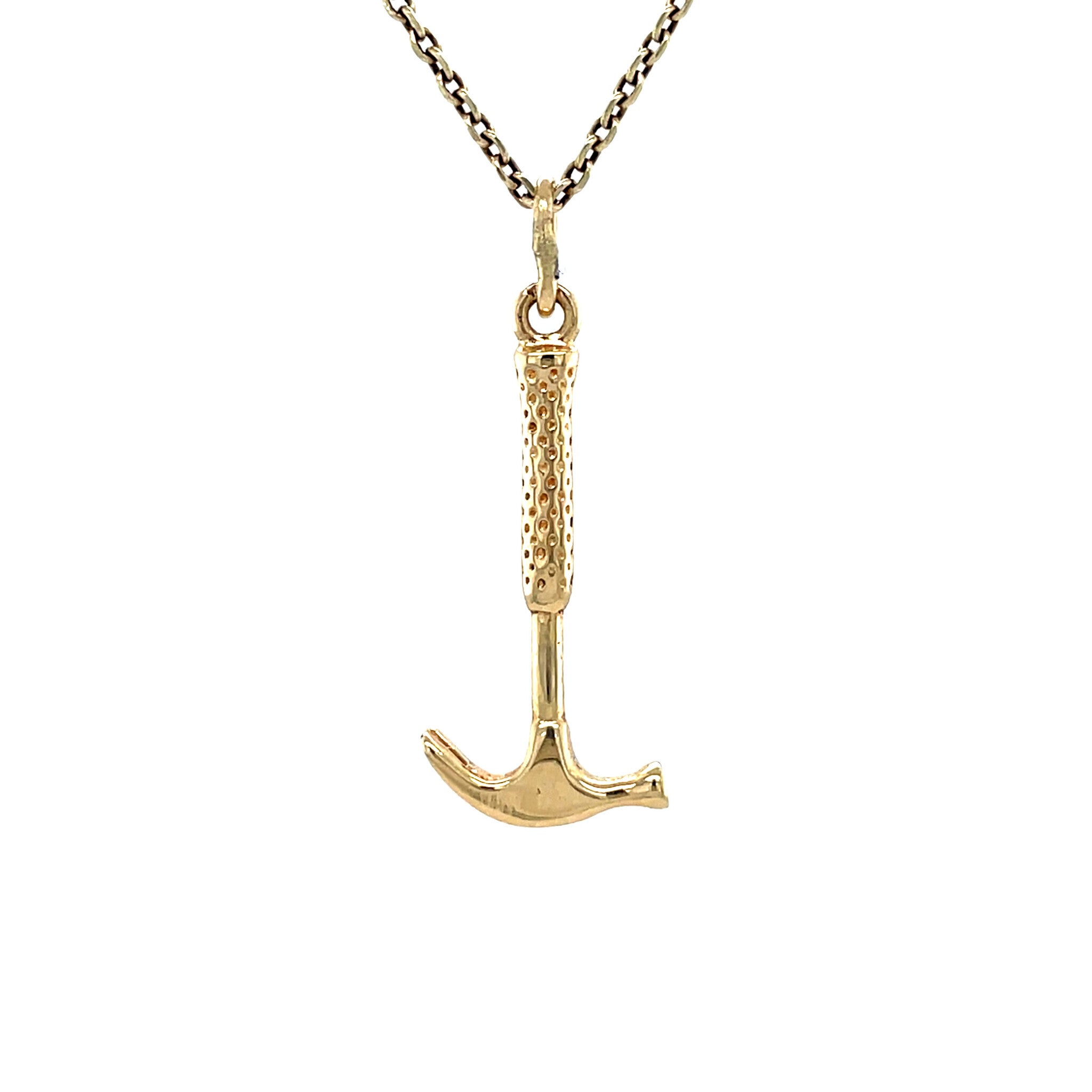 Gouden vintage hamer hanger 14 krt