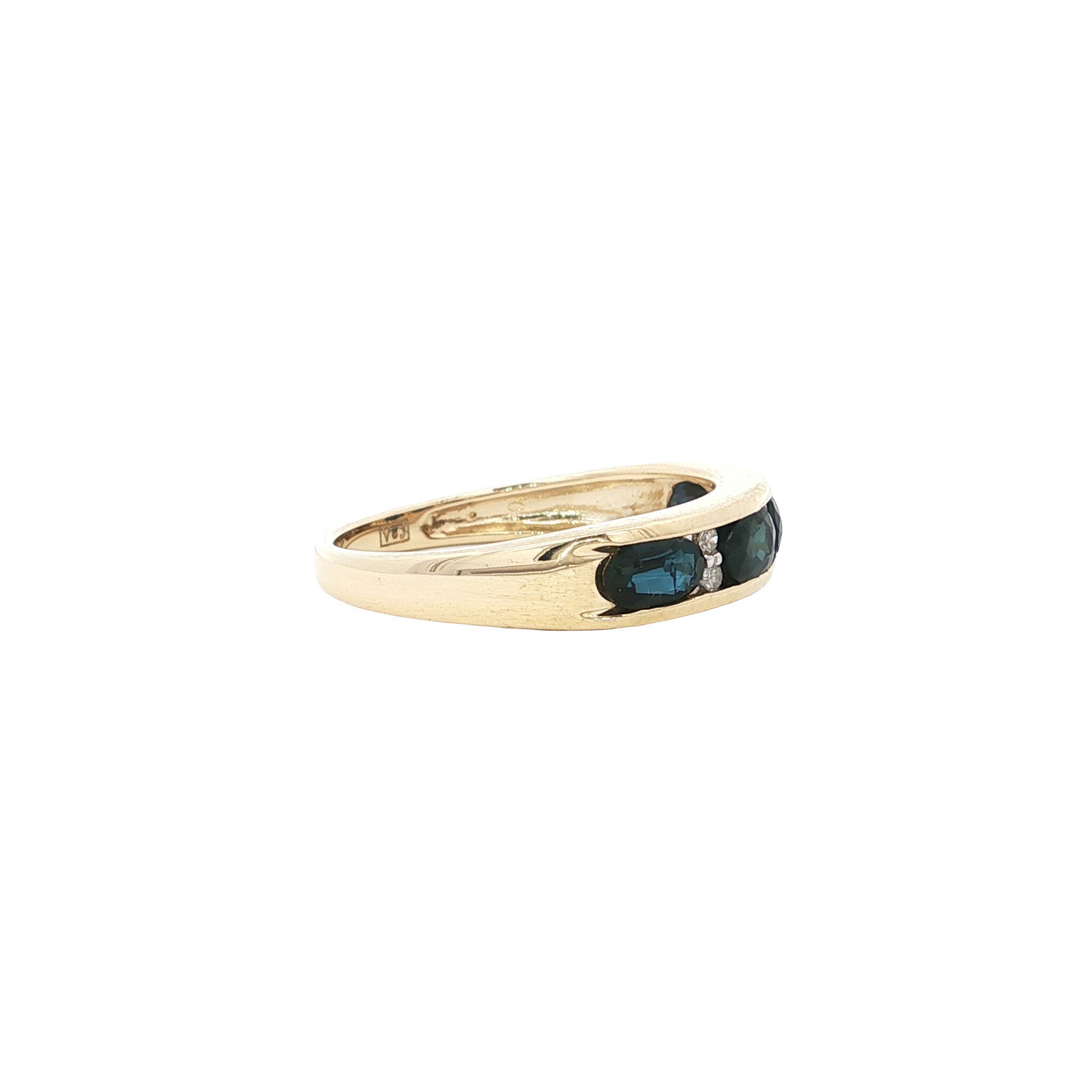 Ring met saffier en diamant 9 kt