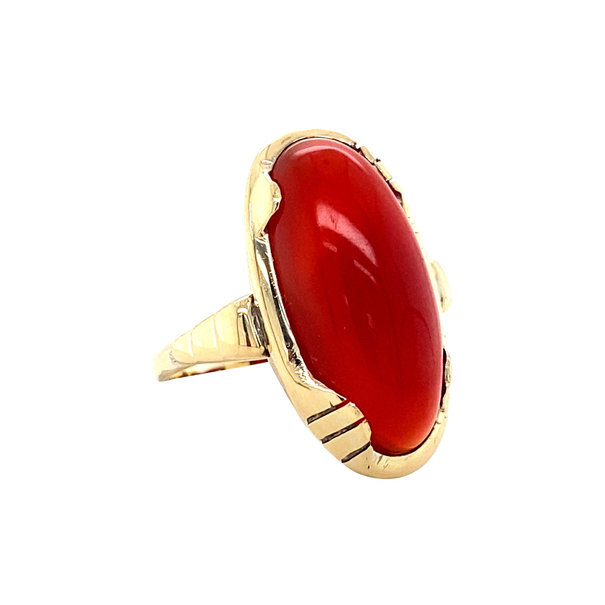 14 kt vintage gold ring with carnelian