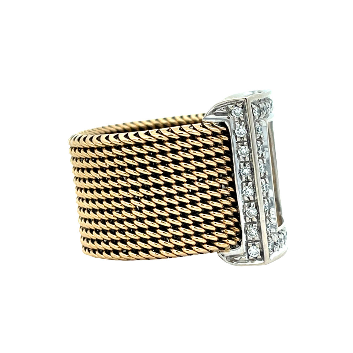 Bicolour vintage gouden ring met diamant 18 kt