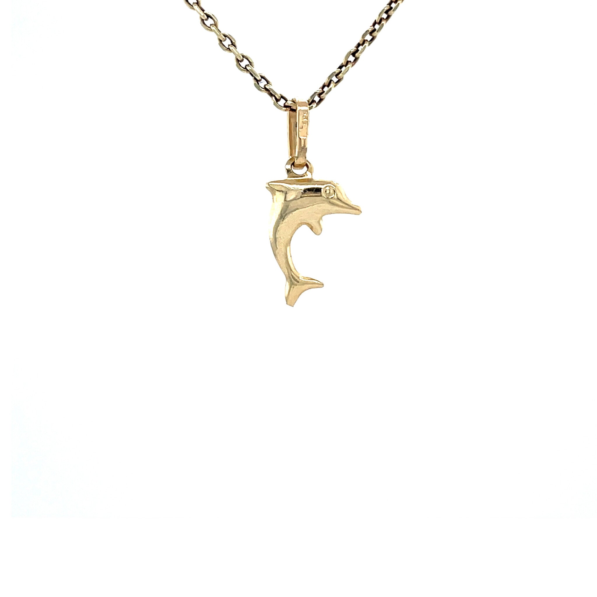 Gouden vintage dolfijn hanger 14 krt