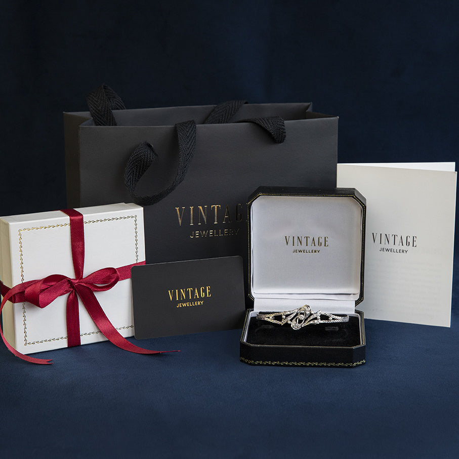 Zilveren vintage armband met diamant 925/14 kt