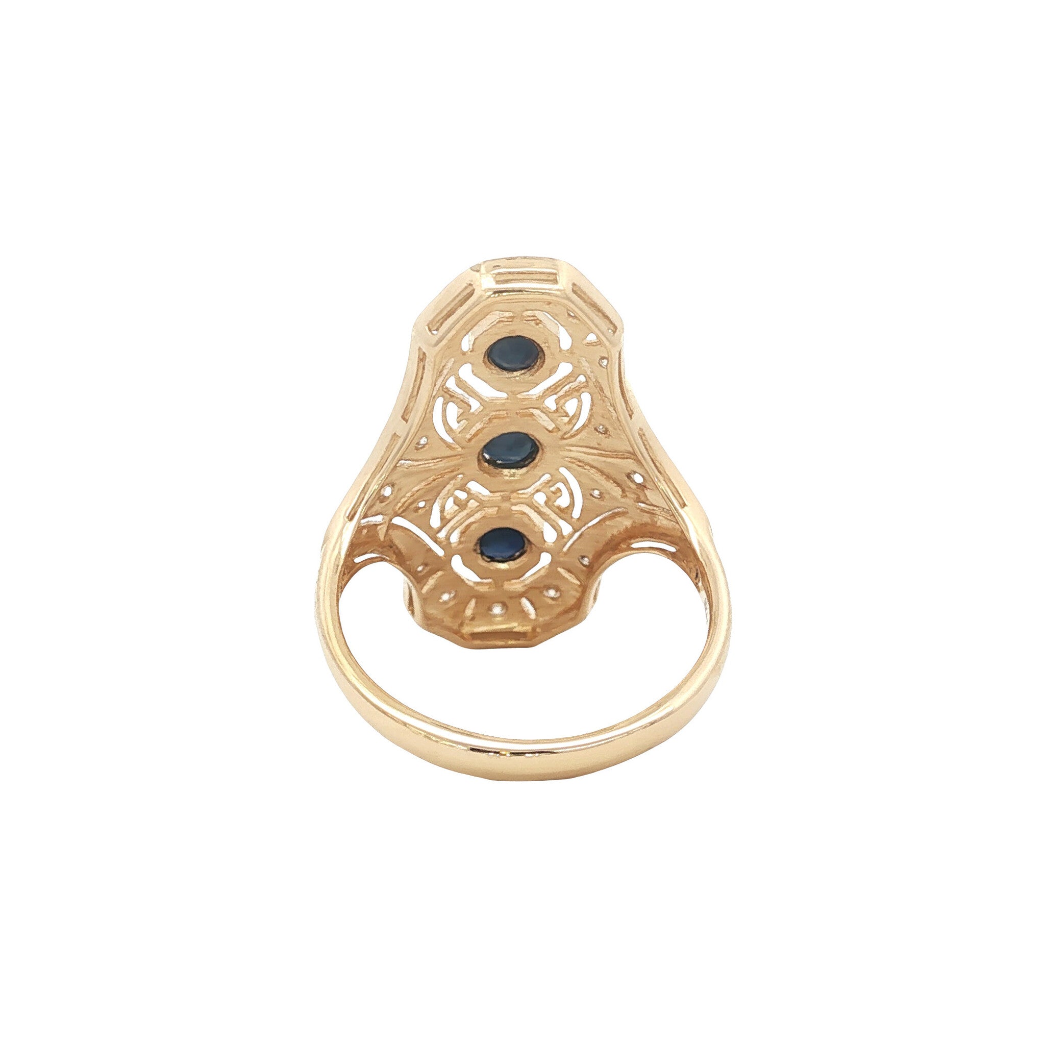 Gold ring with sapphire and diamond 14 kt
