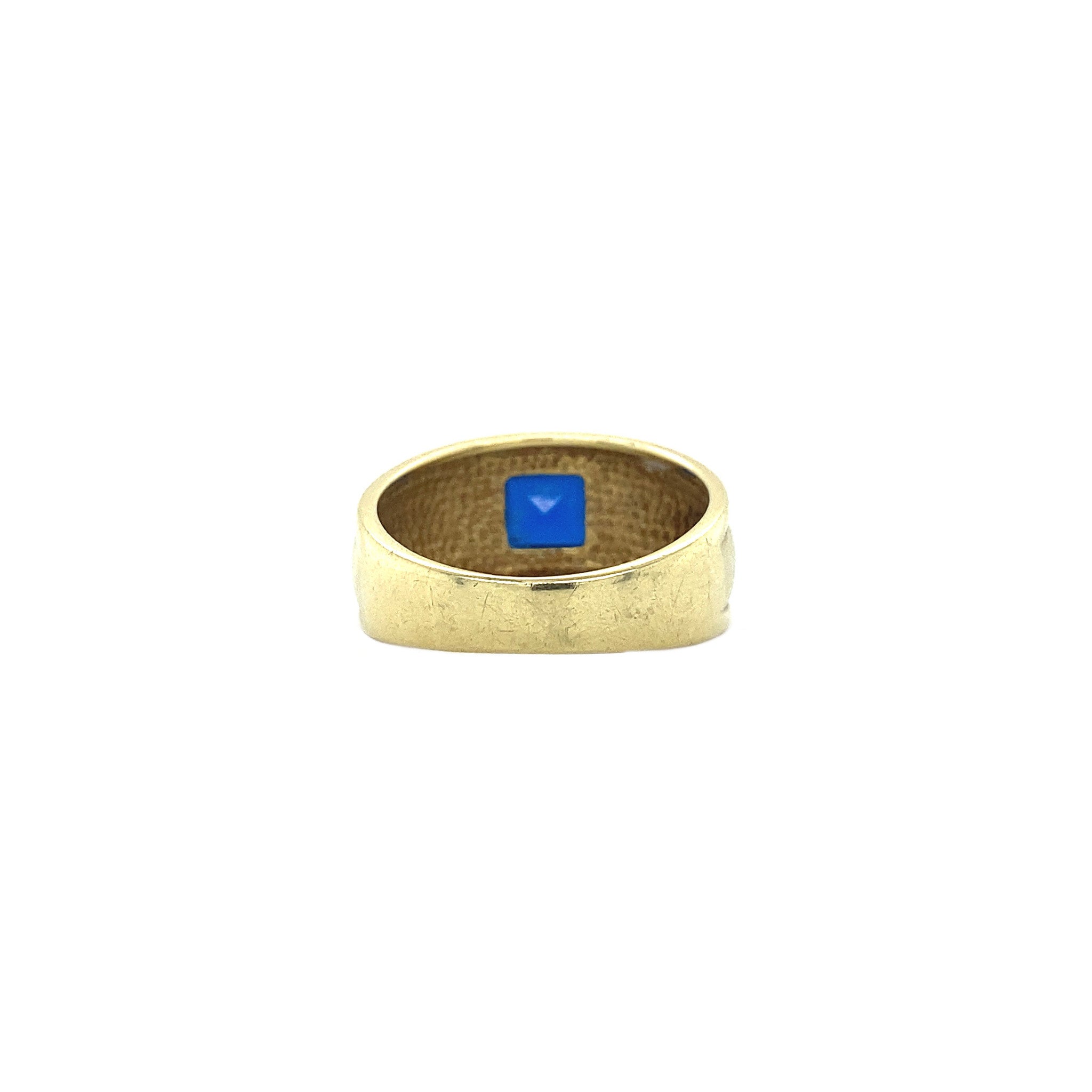 Gouden ring met synthetische saffier 14 krt