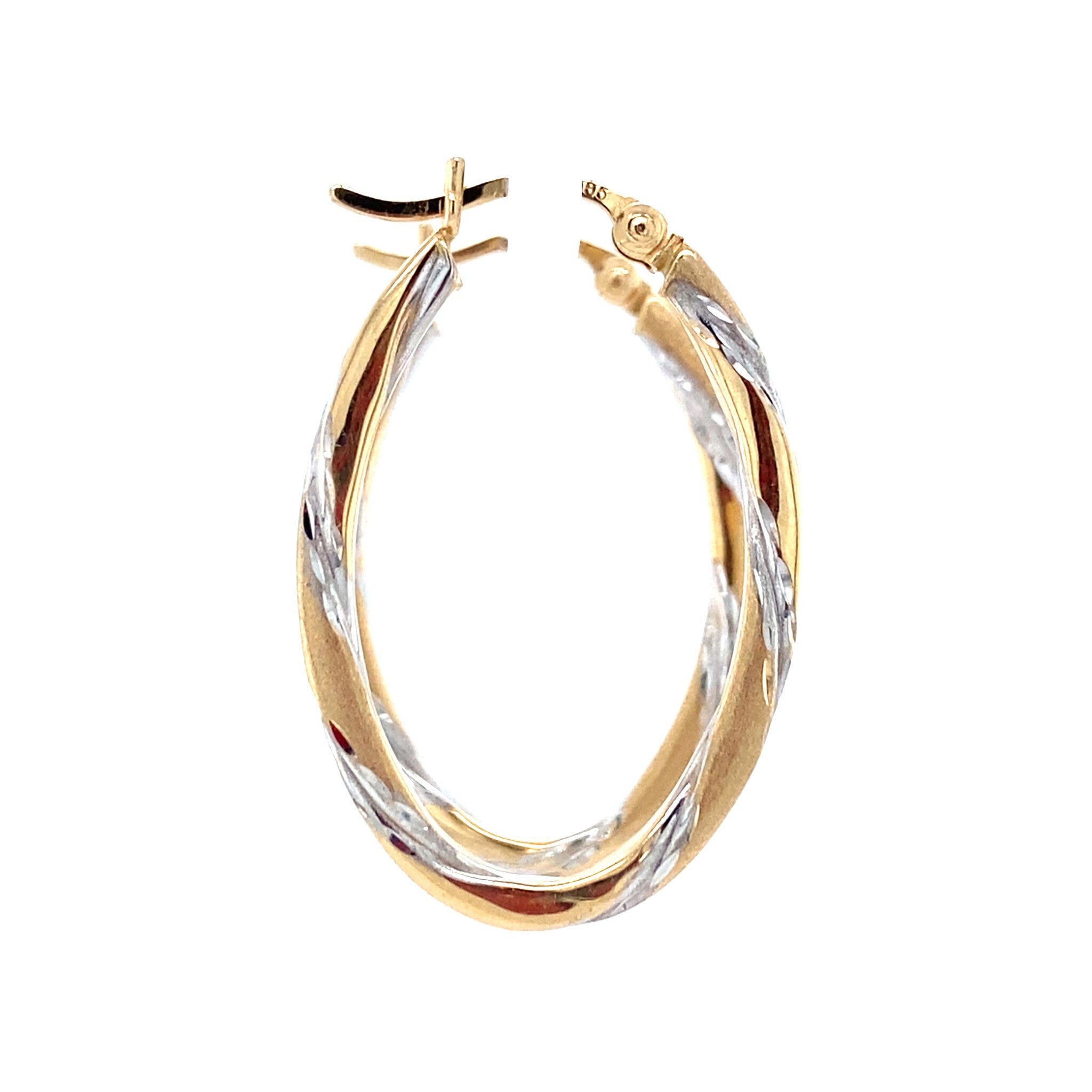 Bicolour gold vintage hoop earrings 14 kt