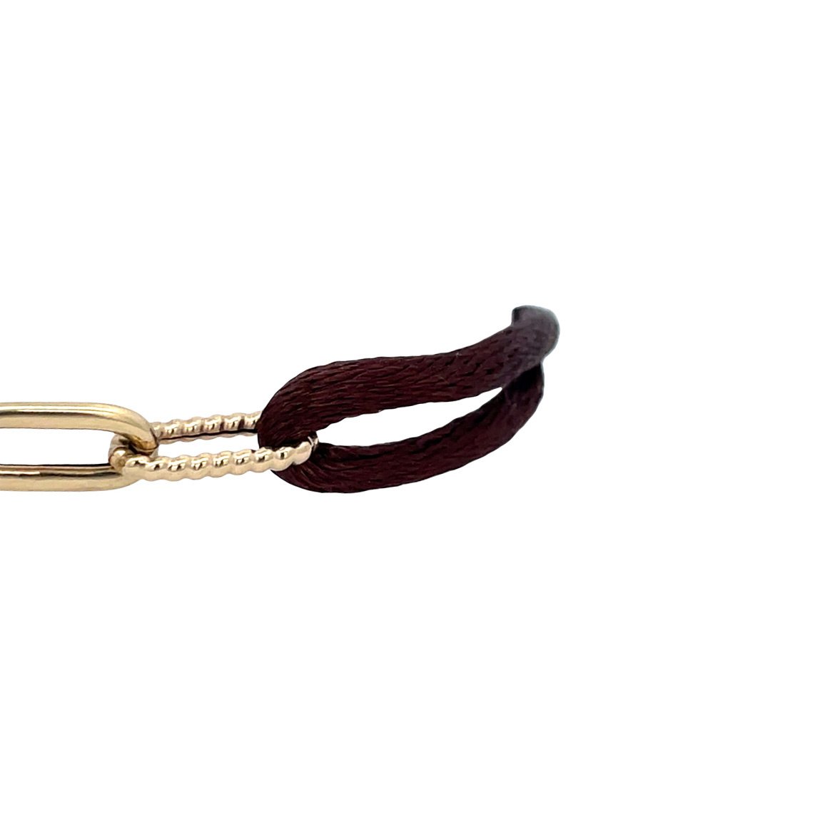 Vintage satin bracelet with gold paperclip link 14 kt