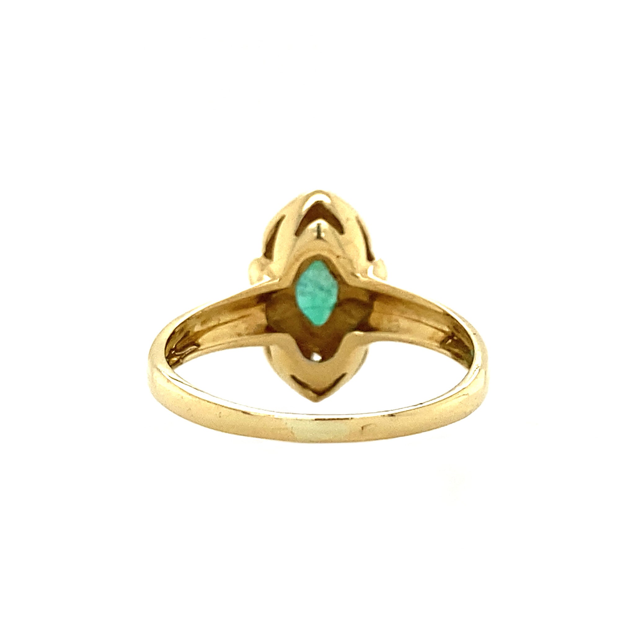 18 kt gold ring with emerald and diamond