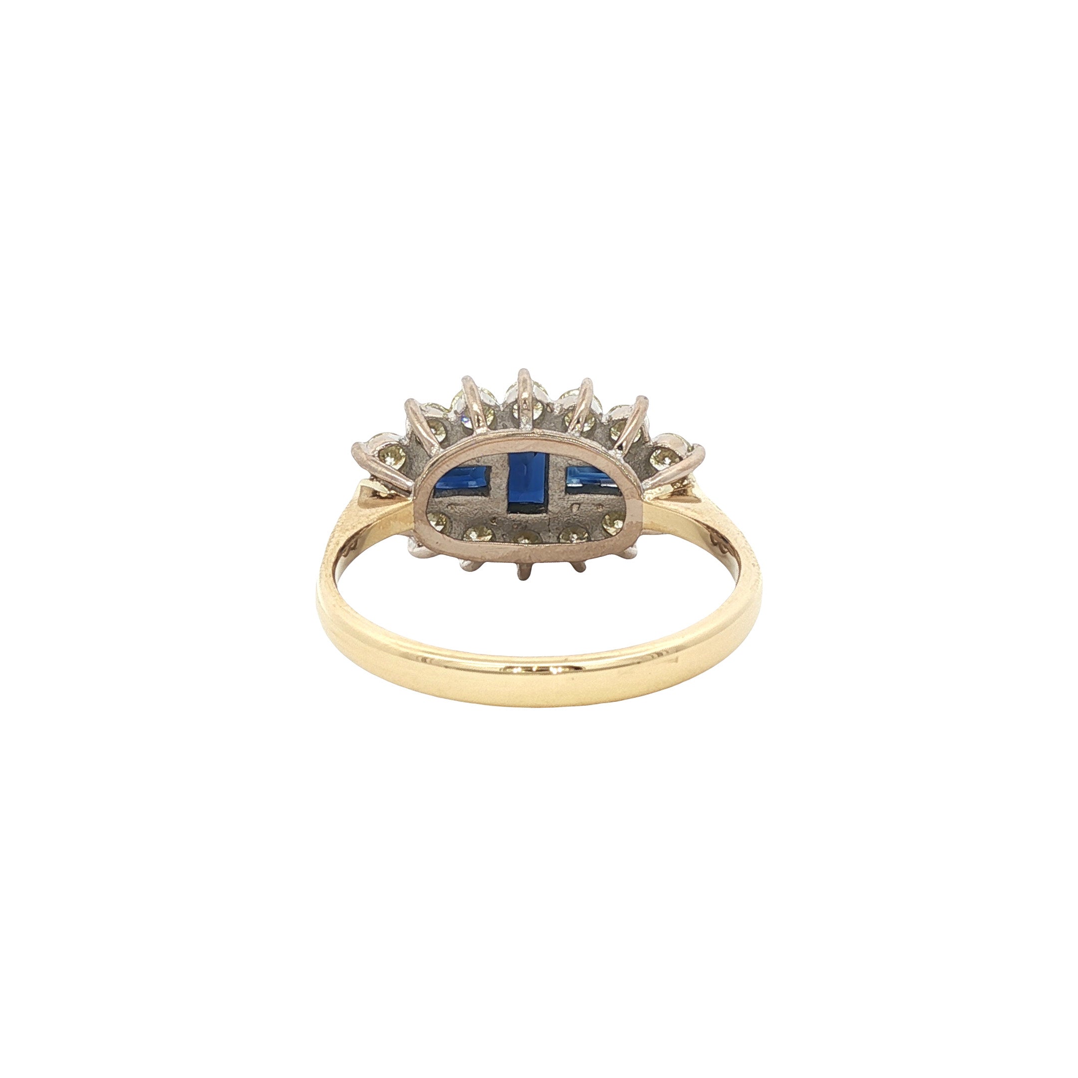 18 kt gold ring with sapphire and diamond
