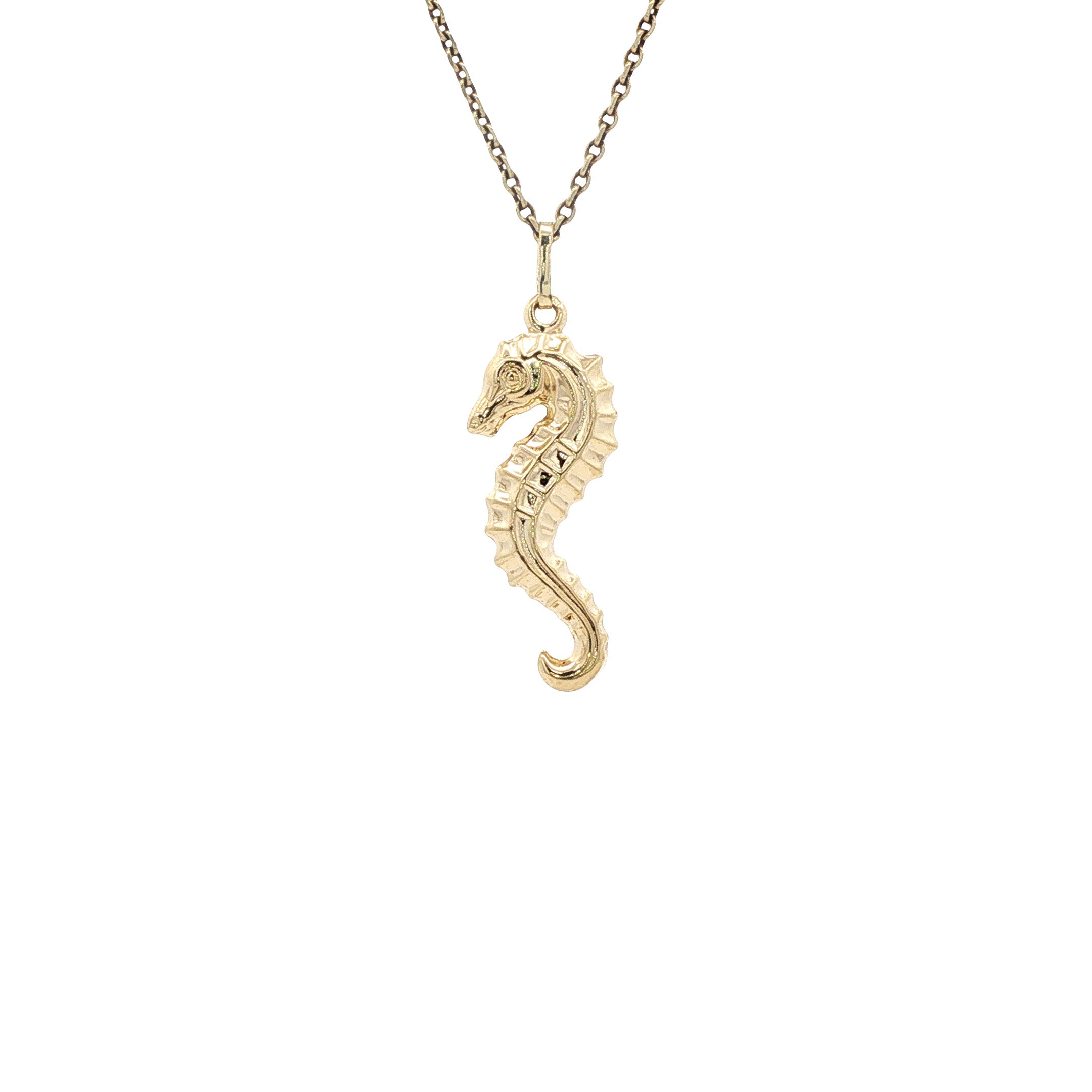 Gold vintage seahorse pendant 14 kt