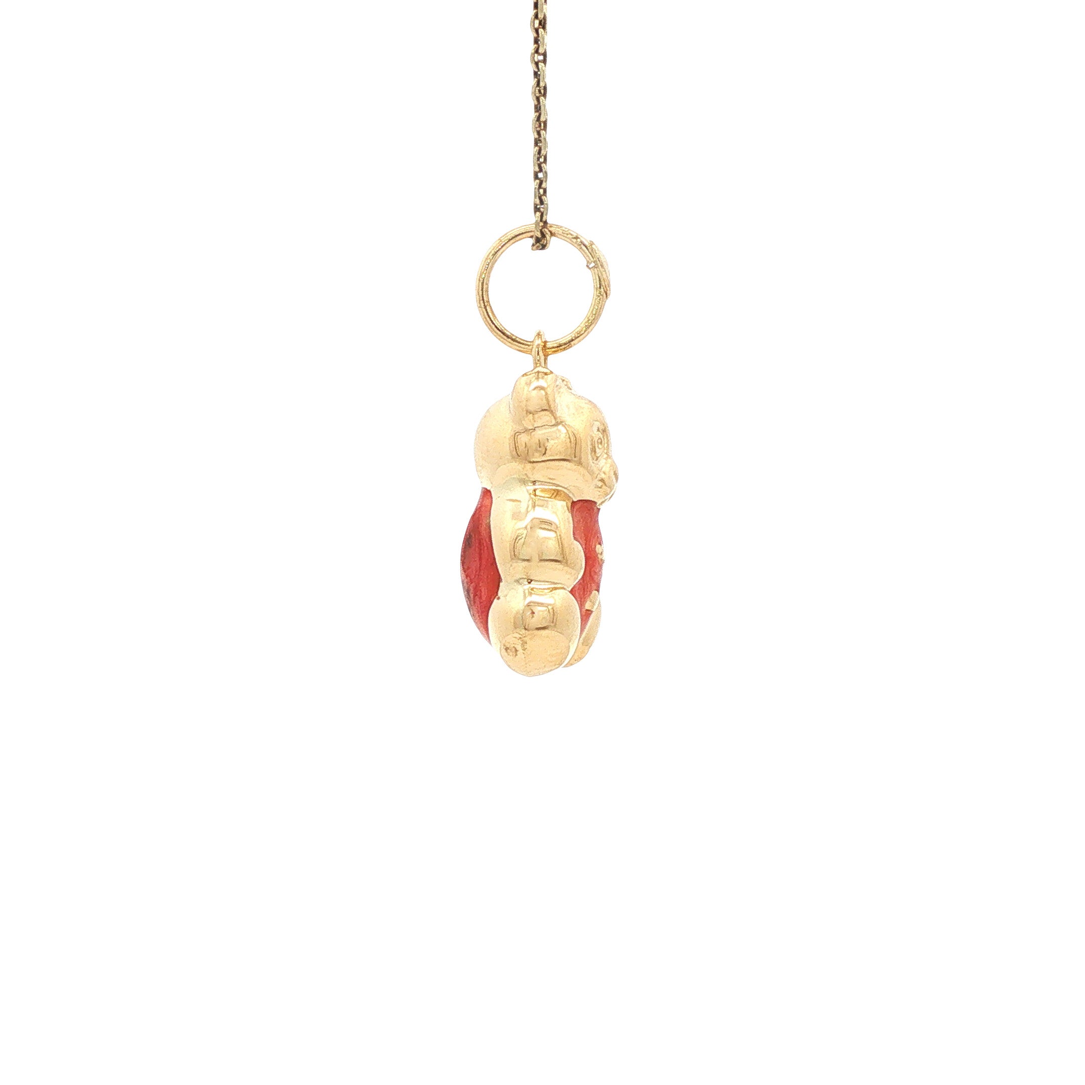 Gouden vintage beer hanger met emaille 18 kt