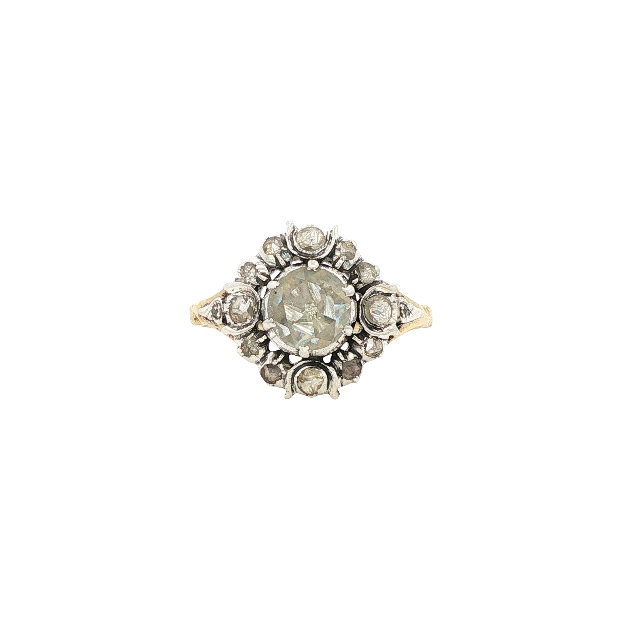 Gouden vintage ring met roosdiamant 14 kt/925
