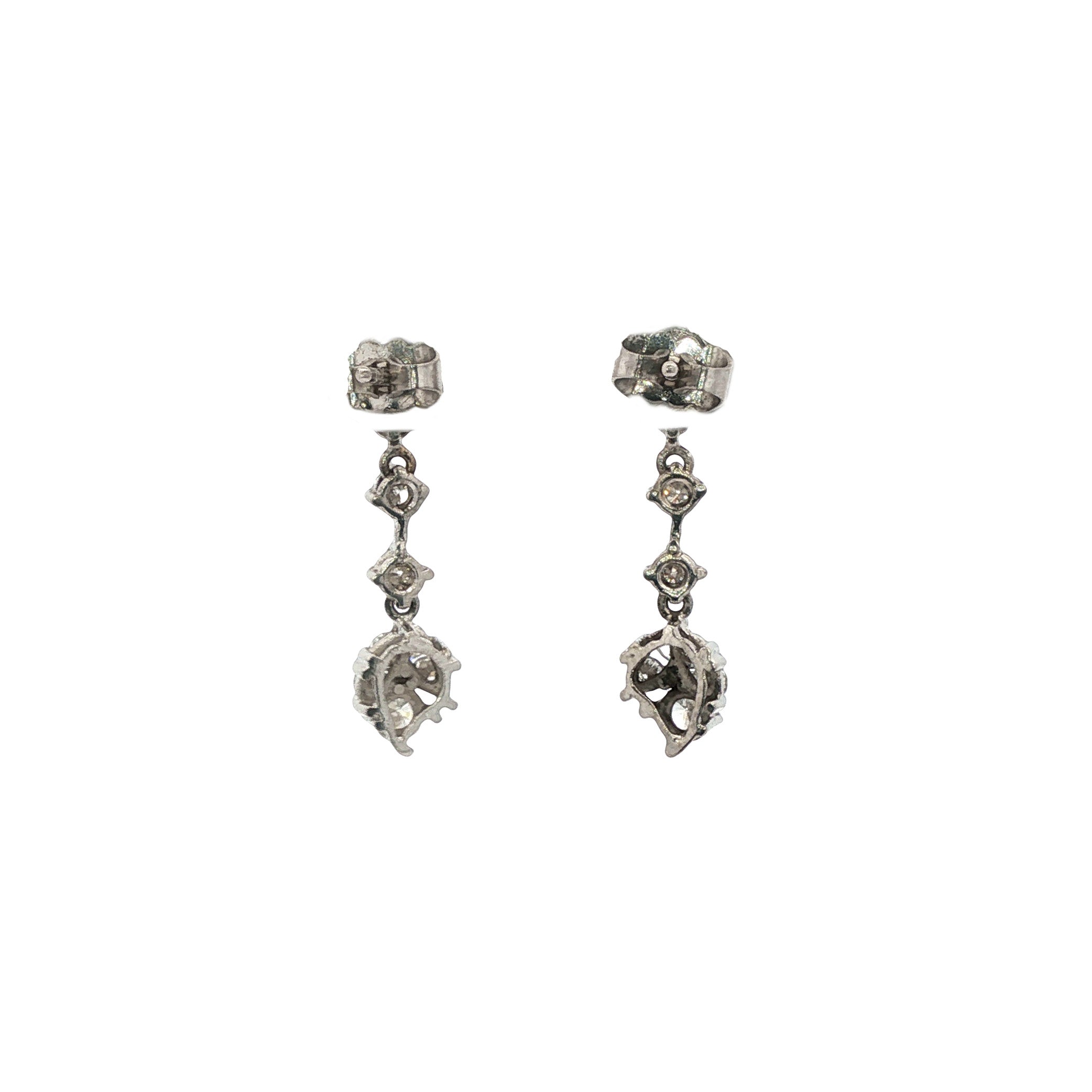 Vintage 18 kt white gold earrings with diamond