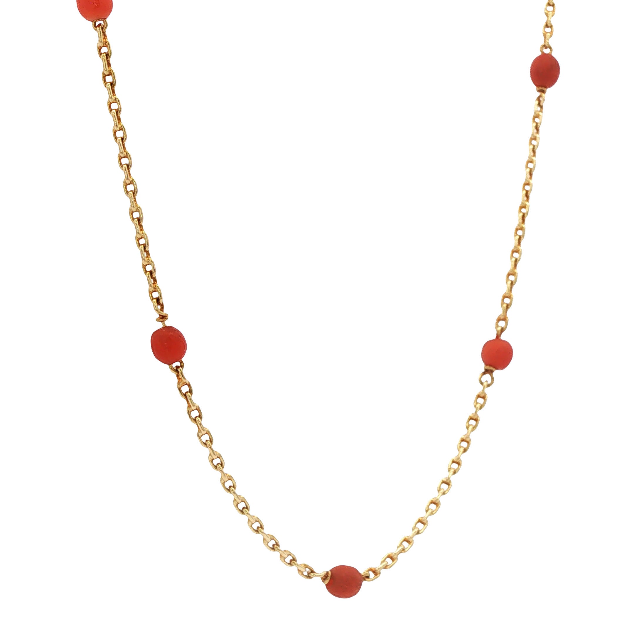 Gouden vintage anker bloedkoraal collier 14 kt