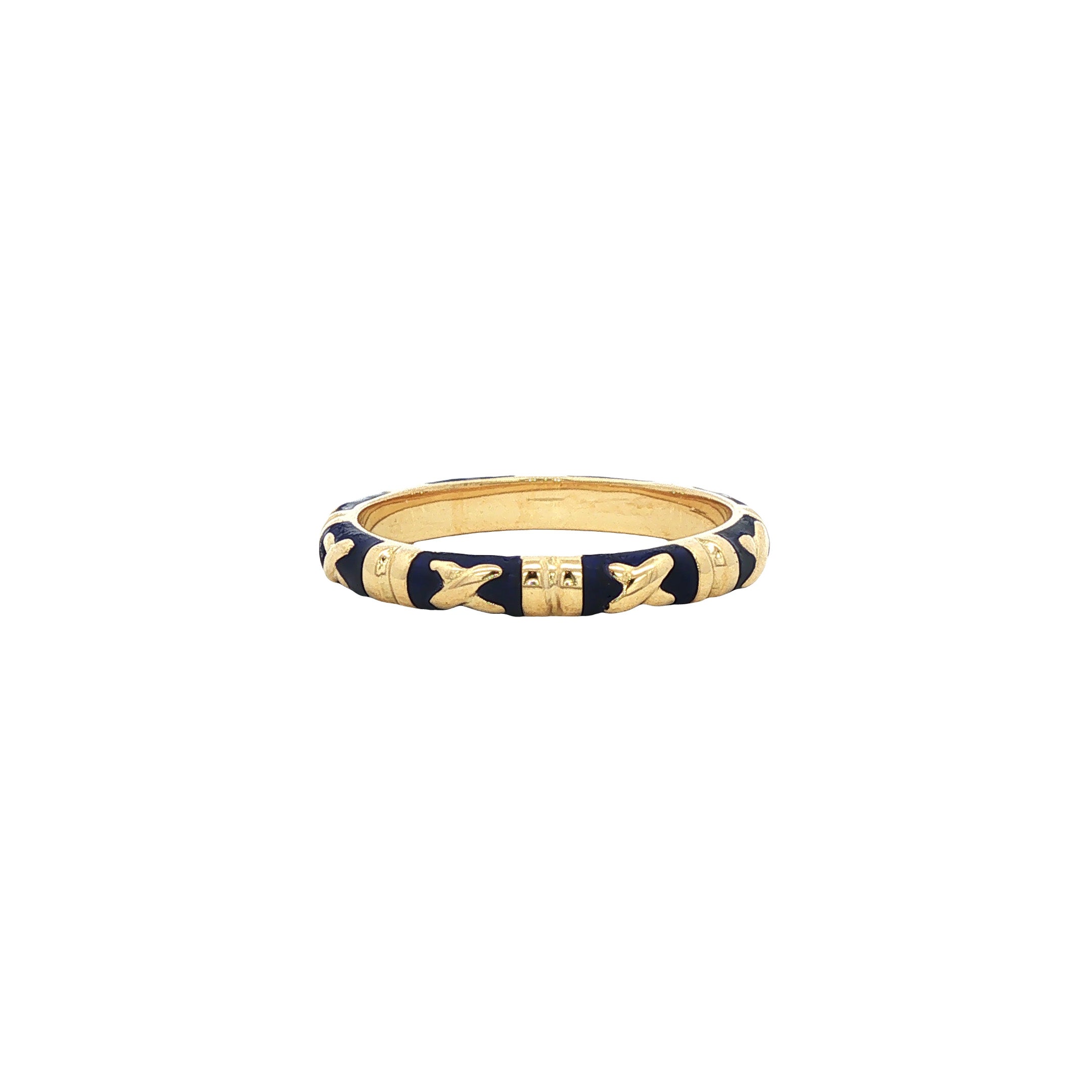 Gouden vintage ring met emaille 18 kt
