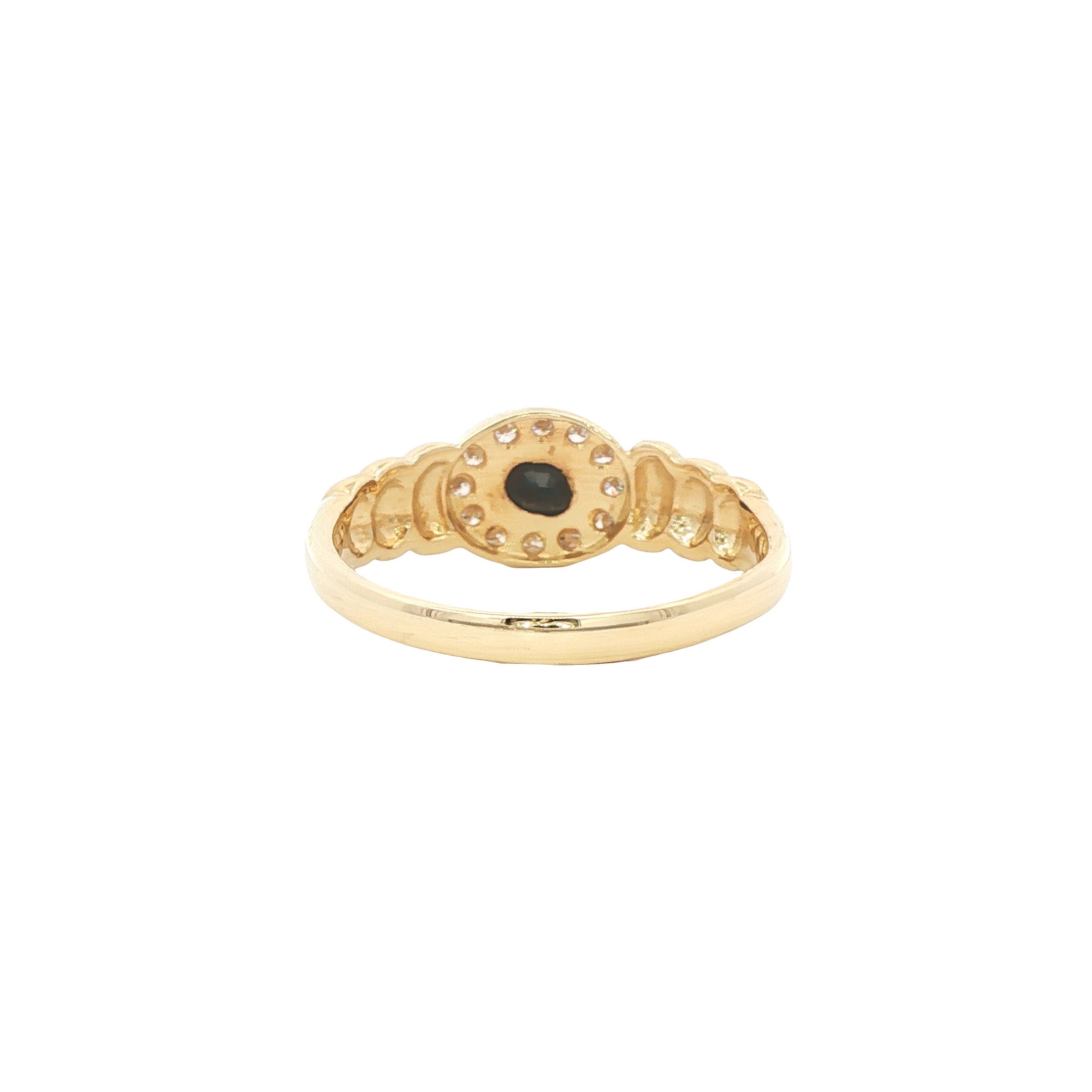 Vintage gold ring with sapphire and diamond, 14 kt