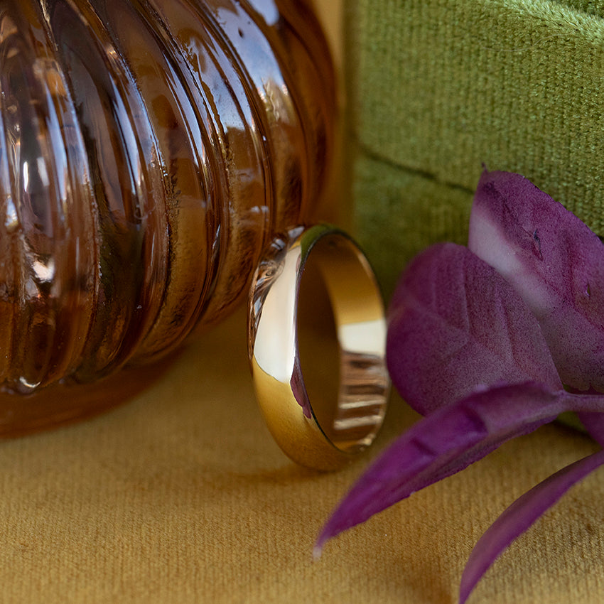 Gouden vintage gladde ring 14 kt