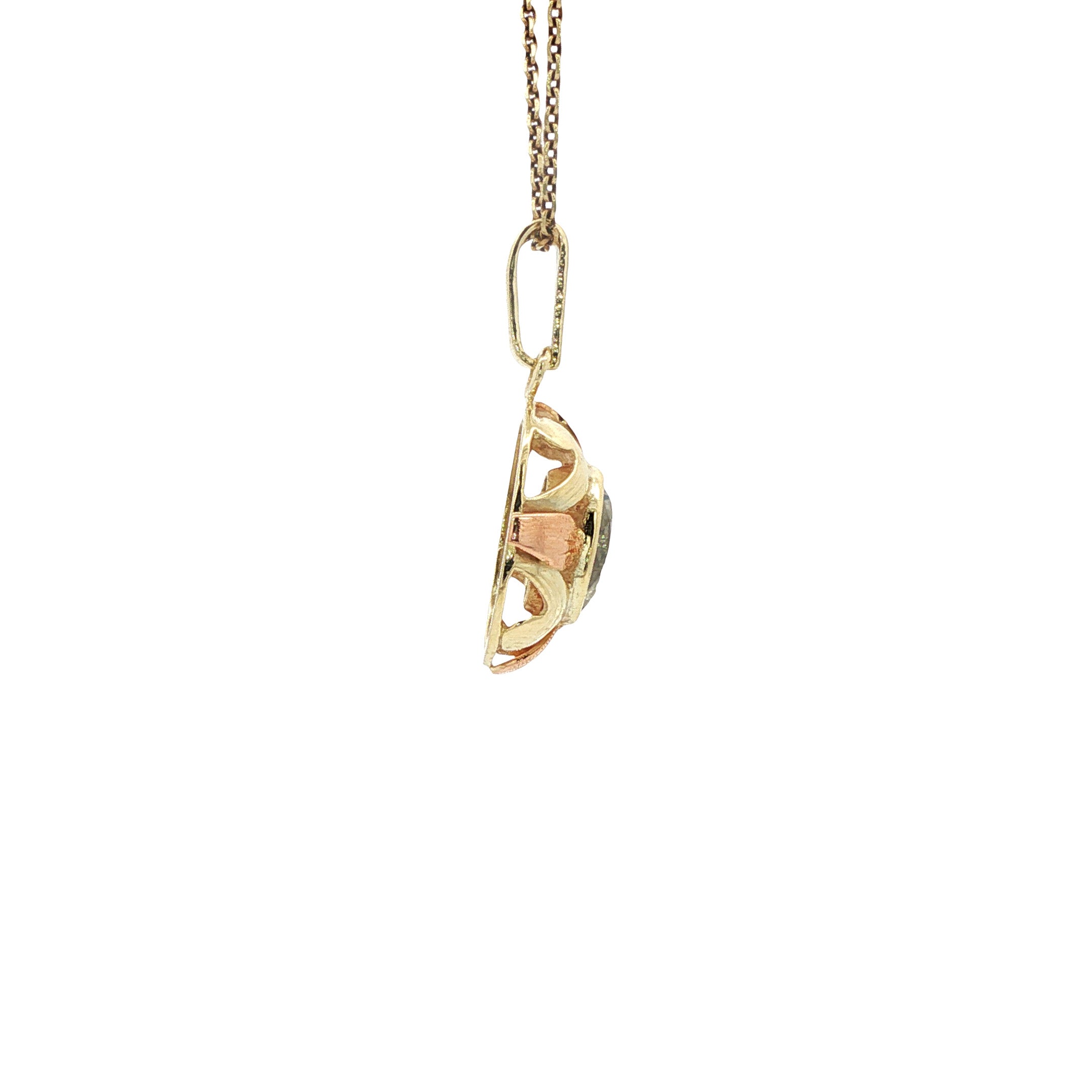 Vintage gold pendant with spinel, 14 kt