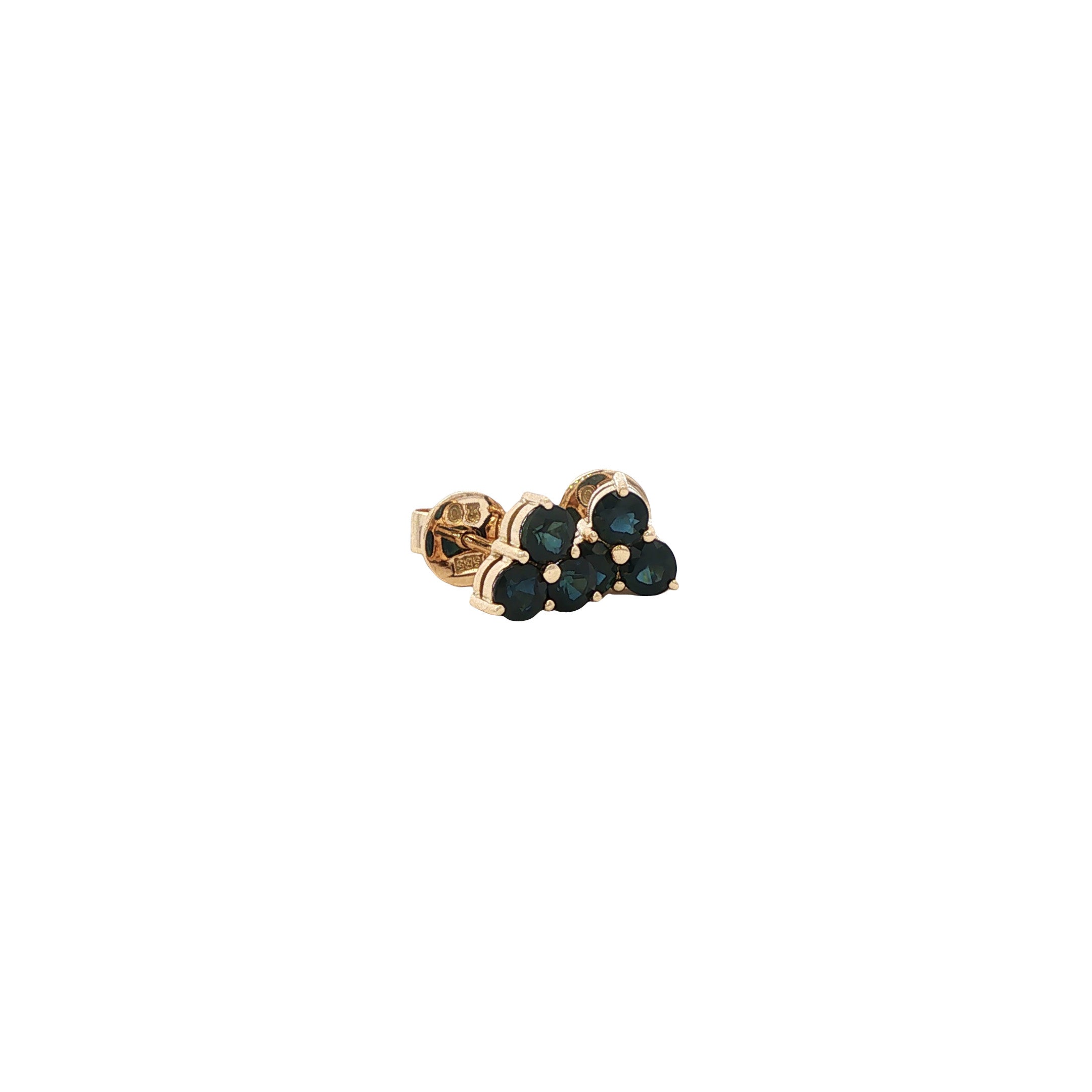 Gouden vintage oorstekers met saffier 14 kt