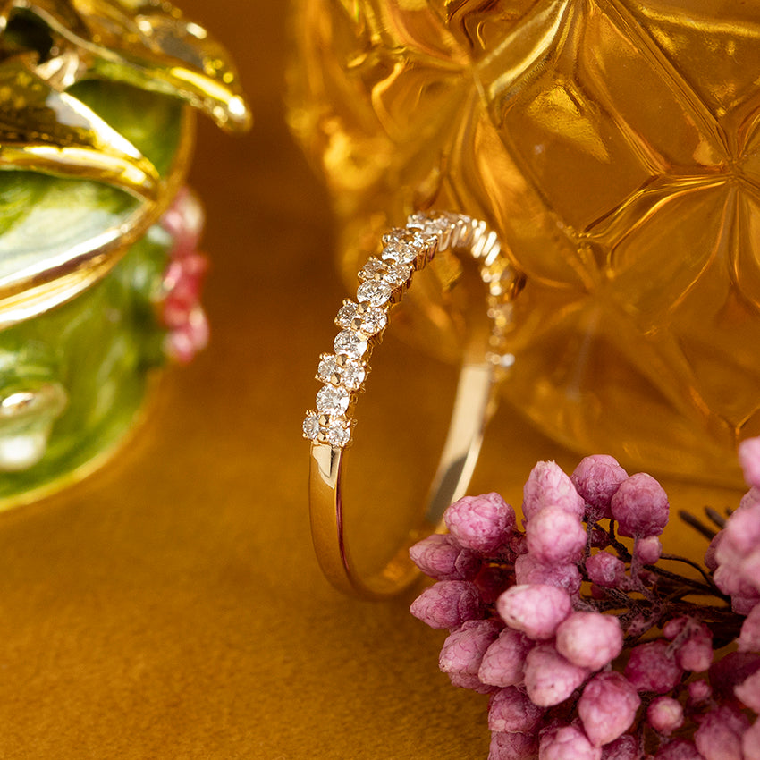 Gouden vintage ring met diamant 14 kt
