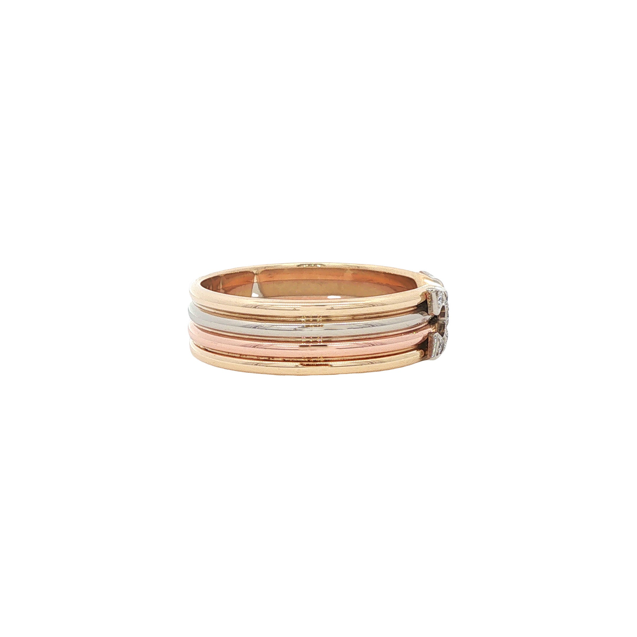 Tricolour vintage gouden ring met diamant 14 kt