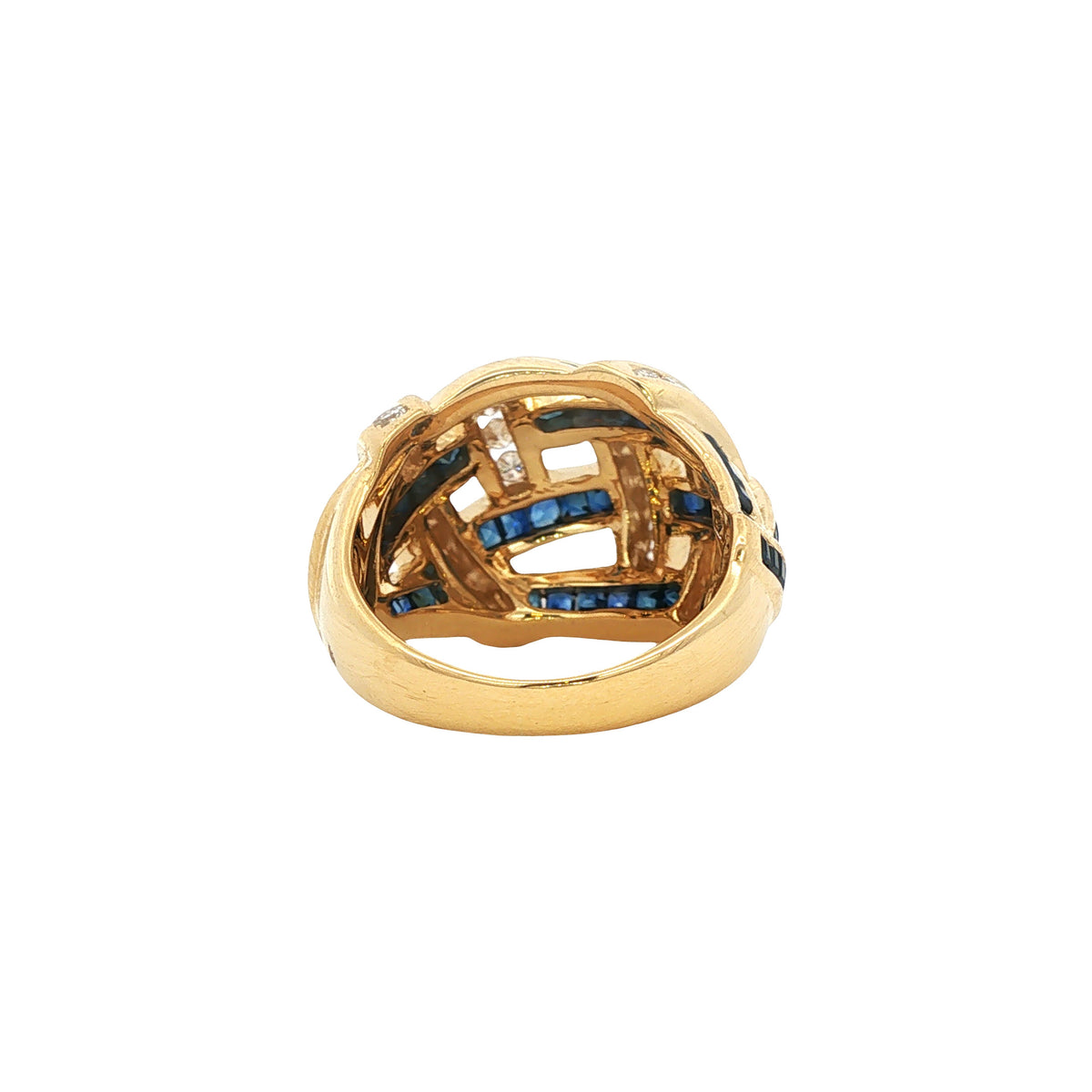 Vintage 18 kt gold ring with sapphire and diamond