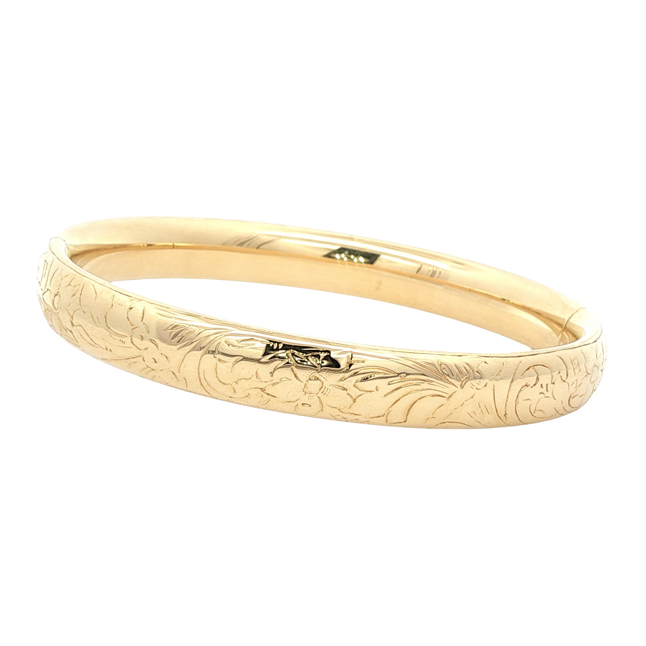 Gold bangle with engraving 14 kt
