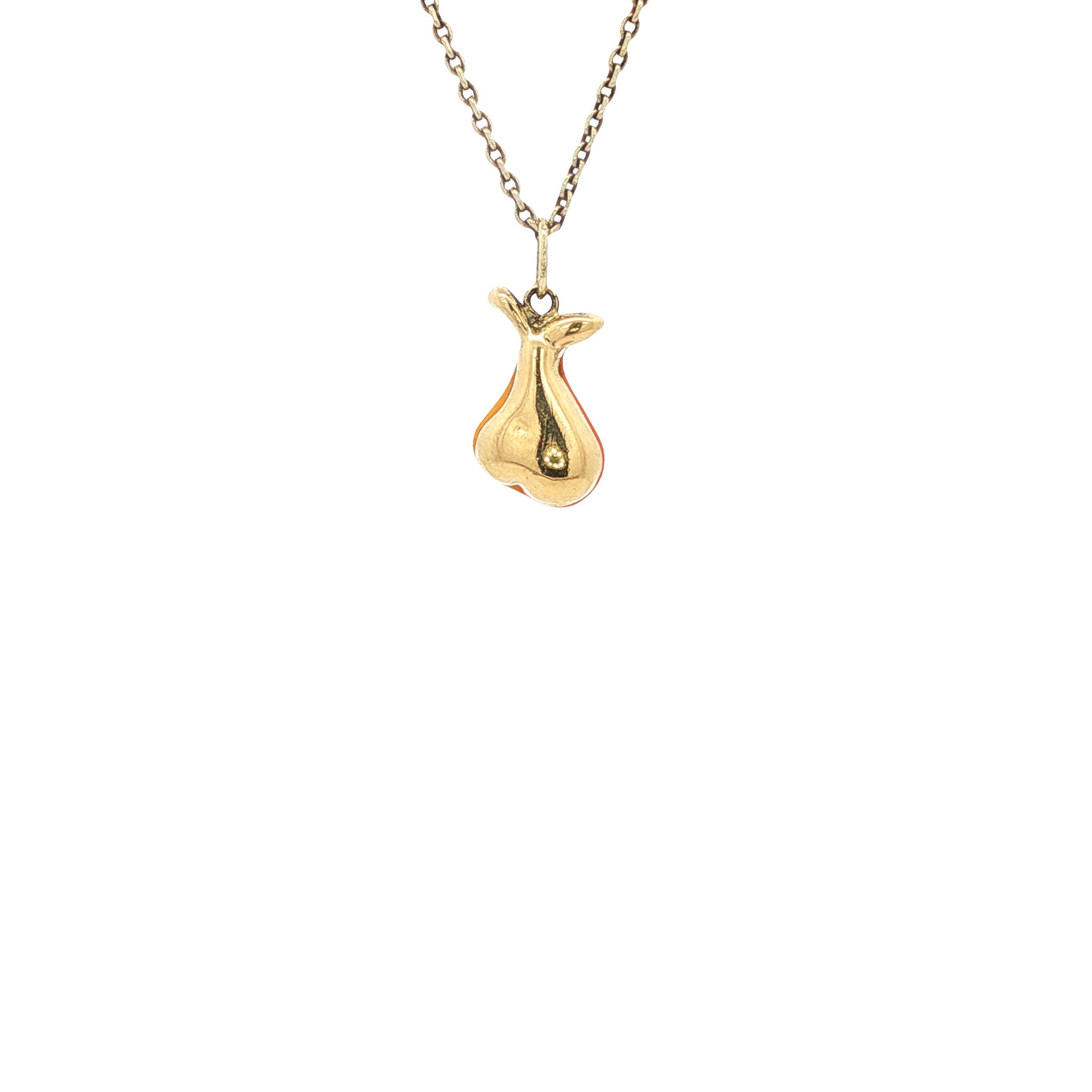 Gold pear pendant with enamel 14 kt