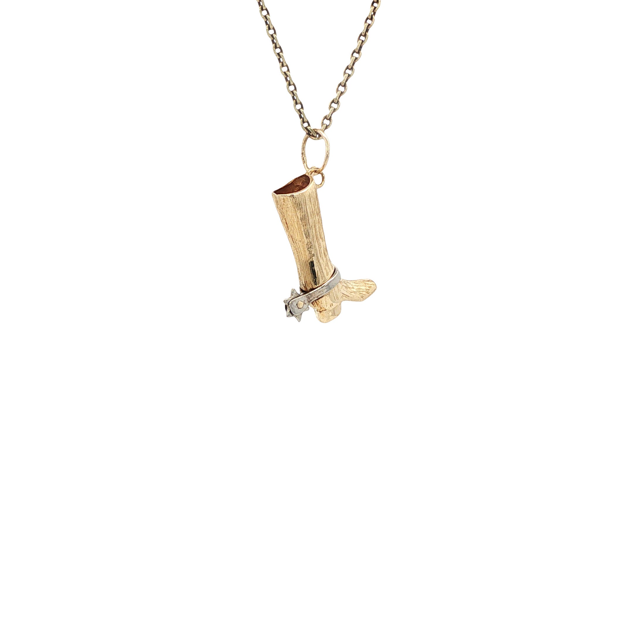 Gouden vintage cowboylaars hanger 14 kt