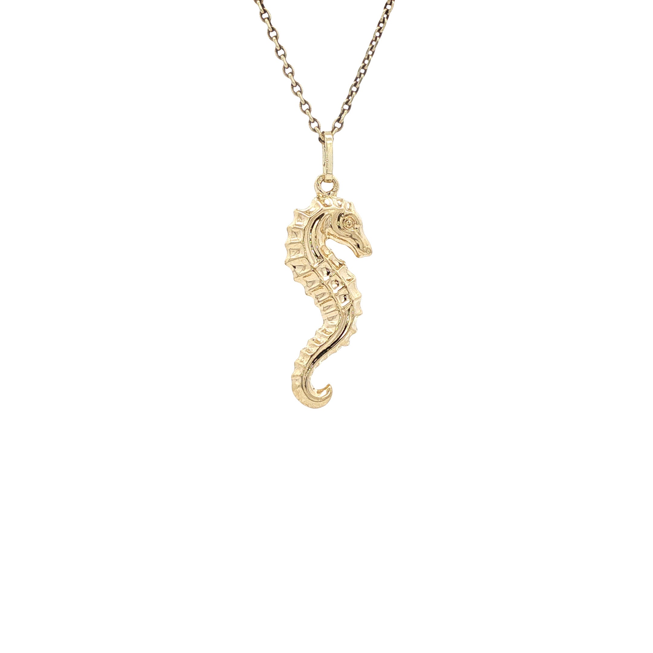 Gold vintage seahorse pendant 14 kt