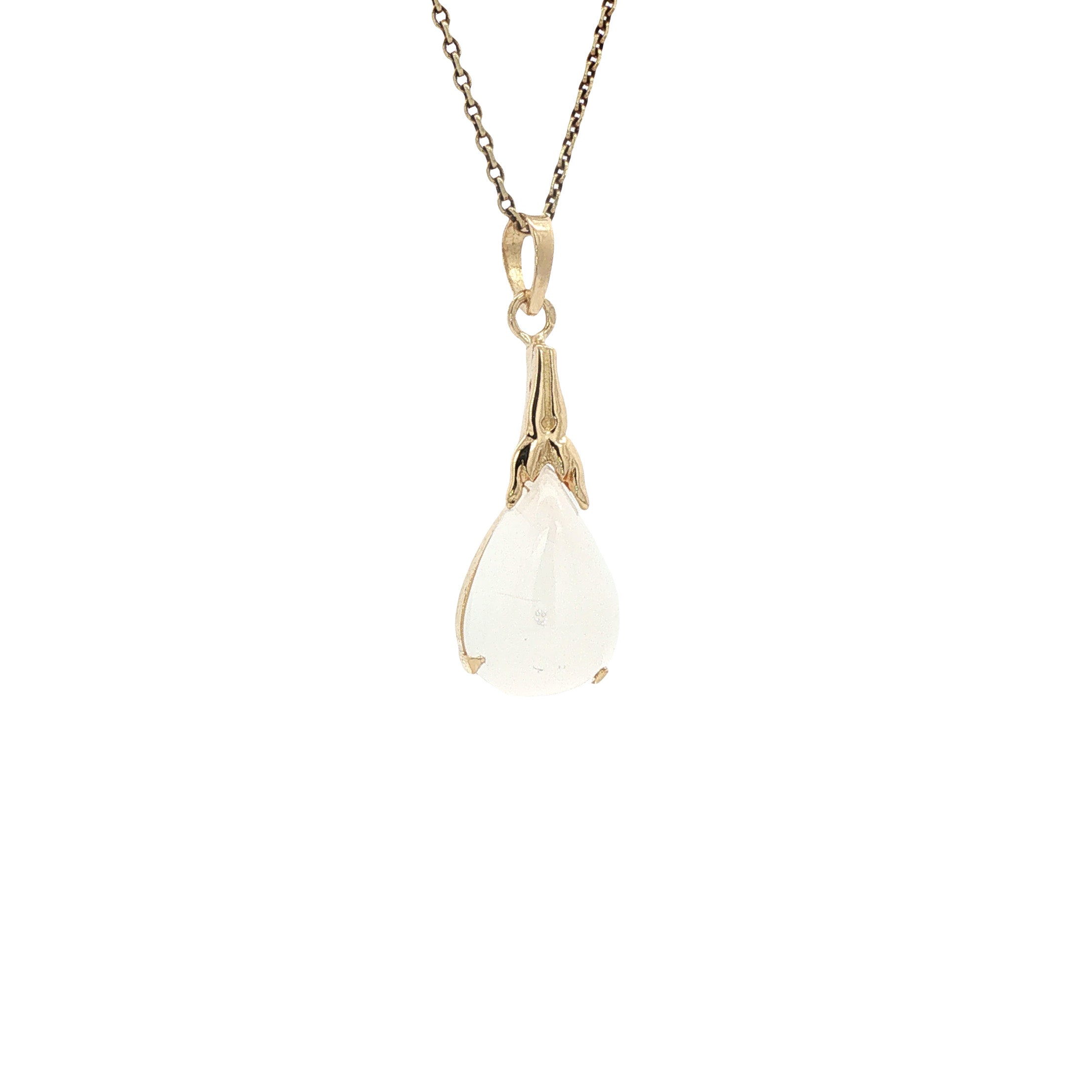 Gouden vintage hanger met maansteen 14 kt