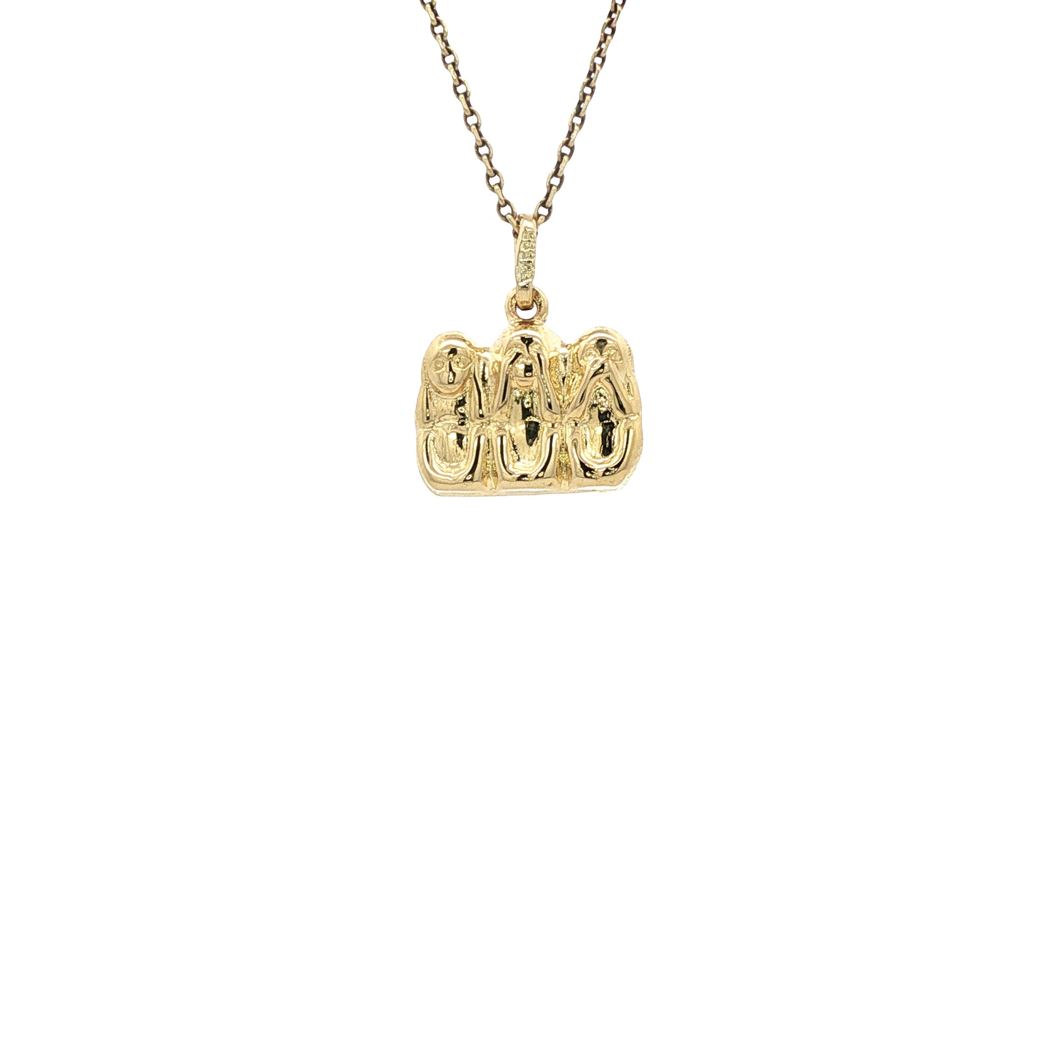 14 kt gold "hear no evil, see no evil, speak no evil" pendant
