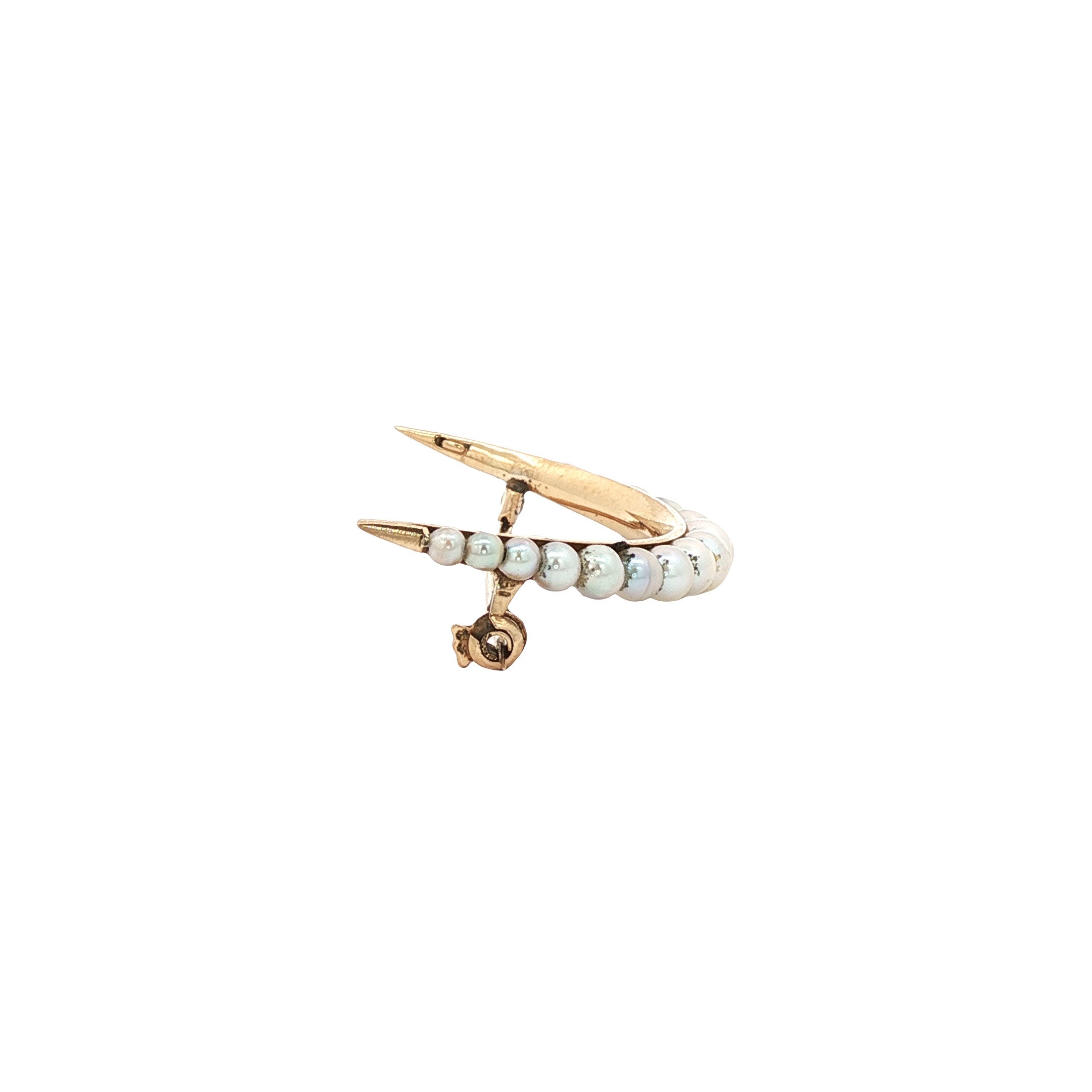 Vintage 18 kt gold brooch with a pearl