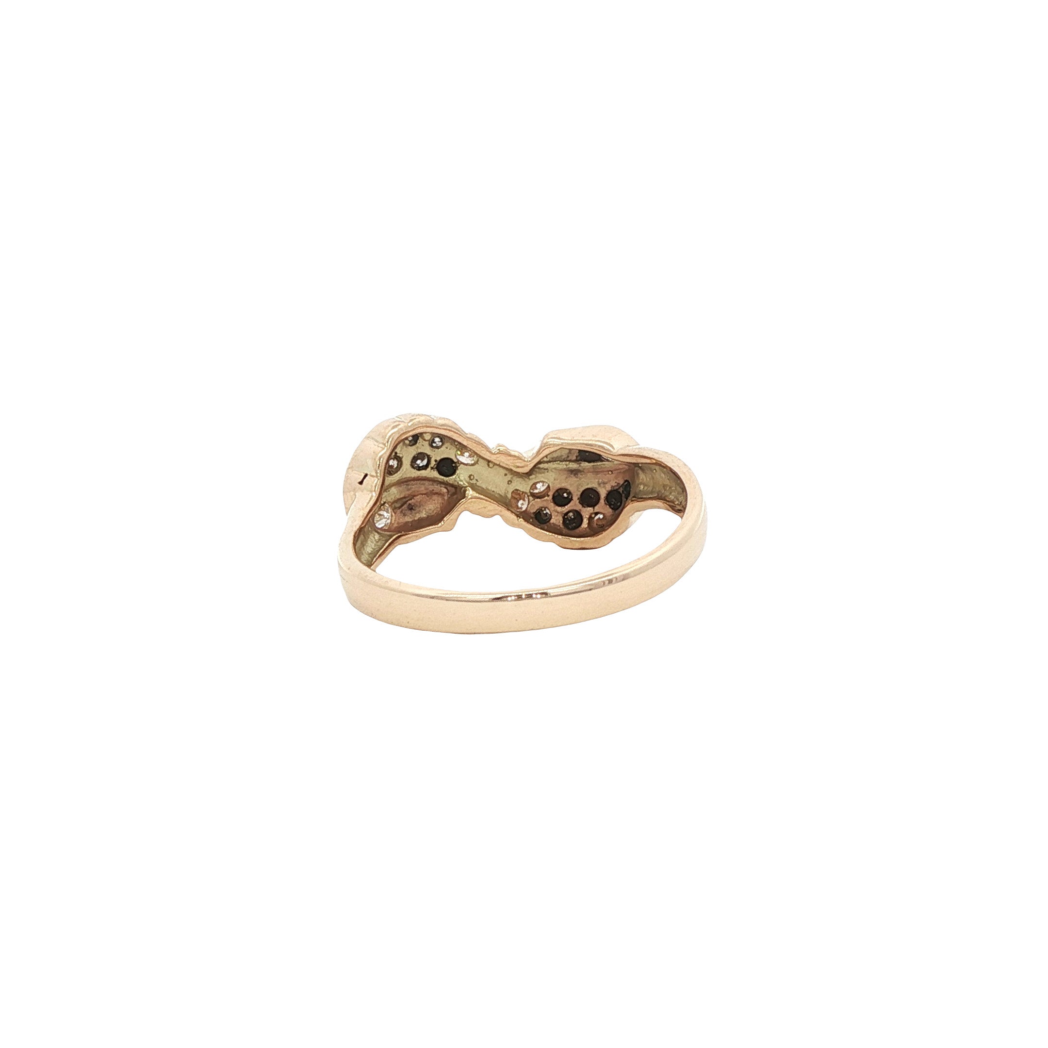 Gouden strik ring met diamant 14 kt