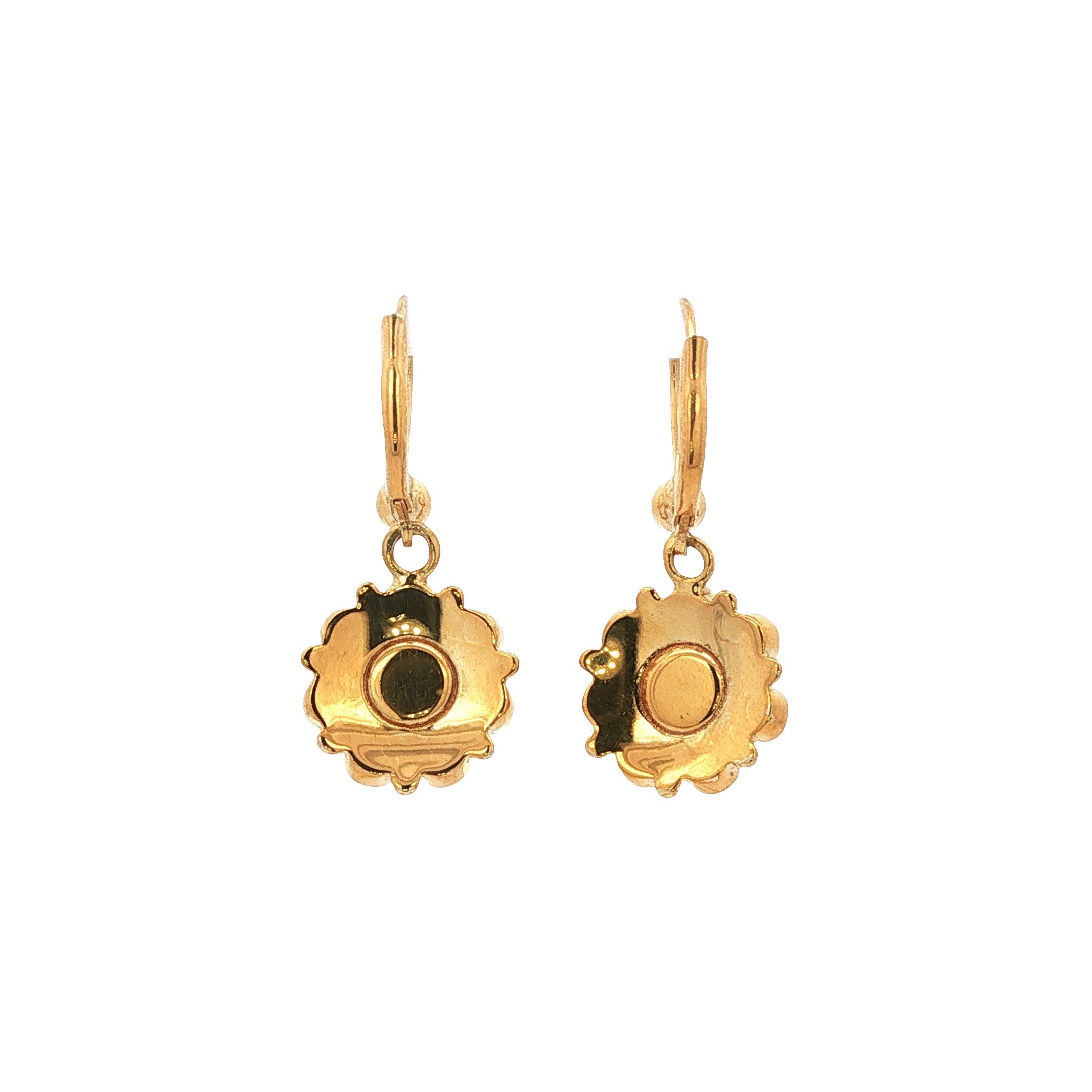 Gouden vintage oorhangers met bloedkoraal 14 kt