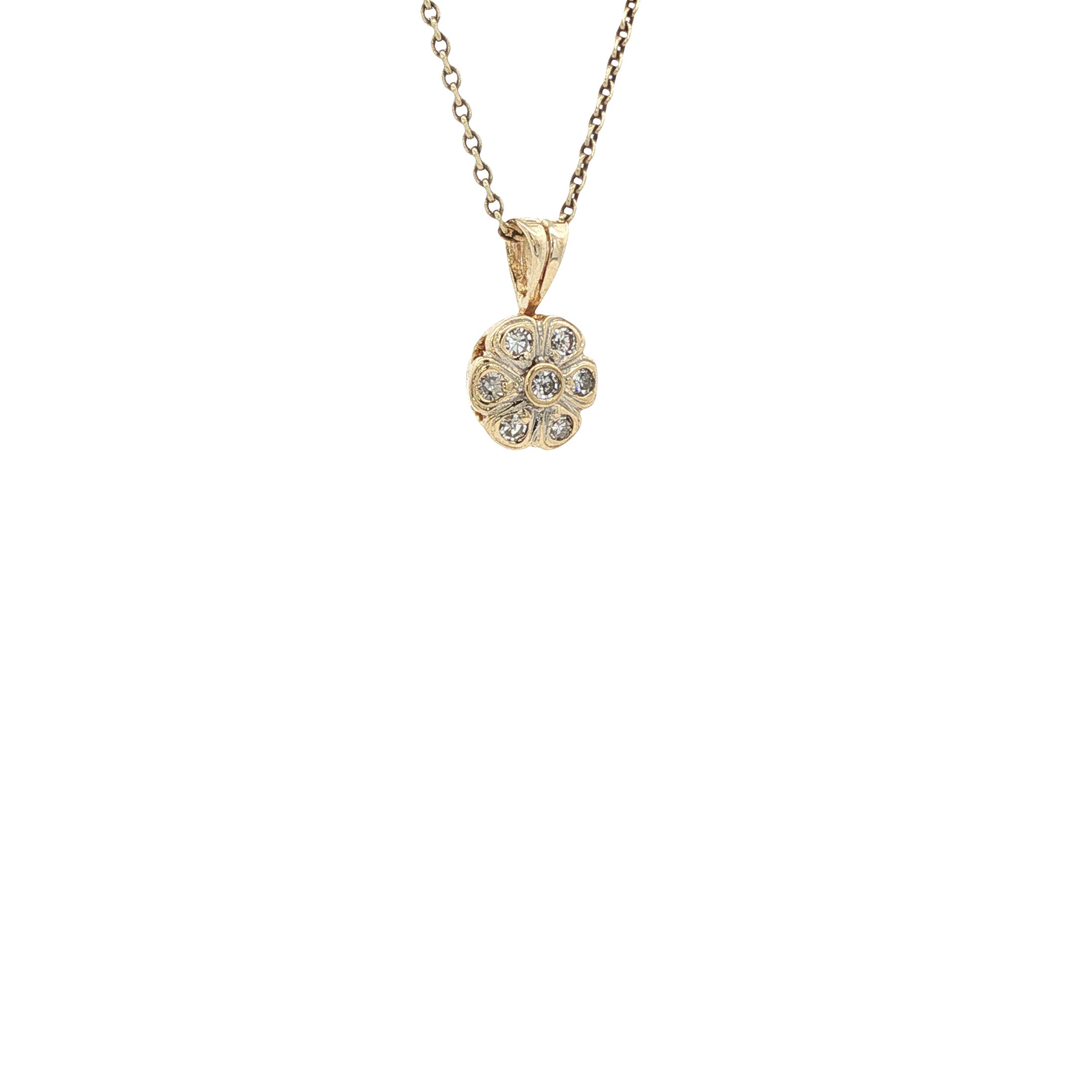 Gouden vintage hanger met diamant 14 kt