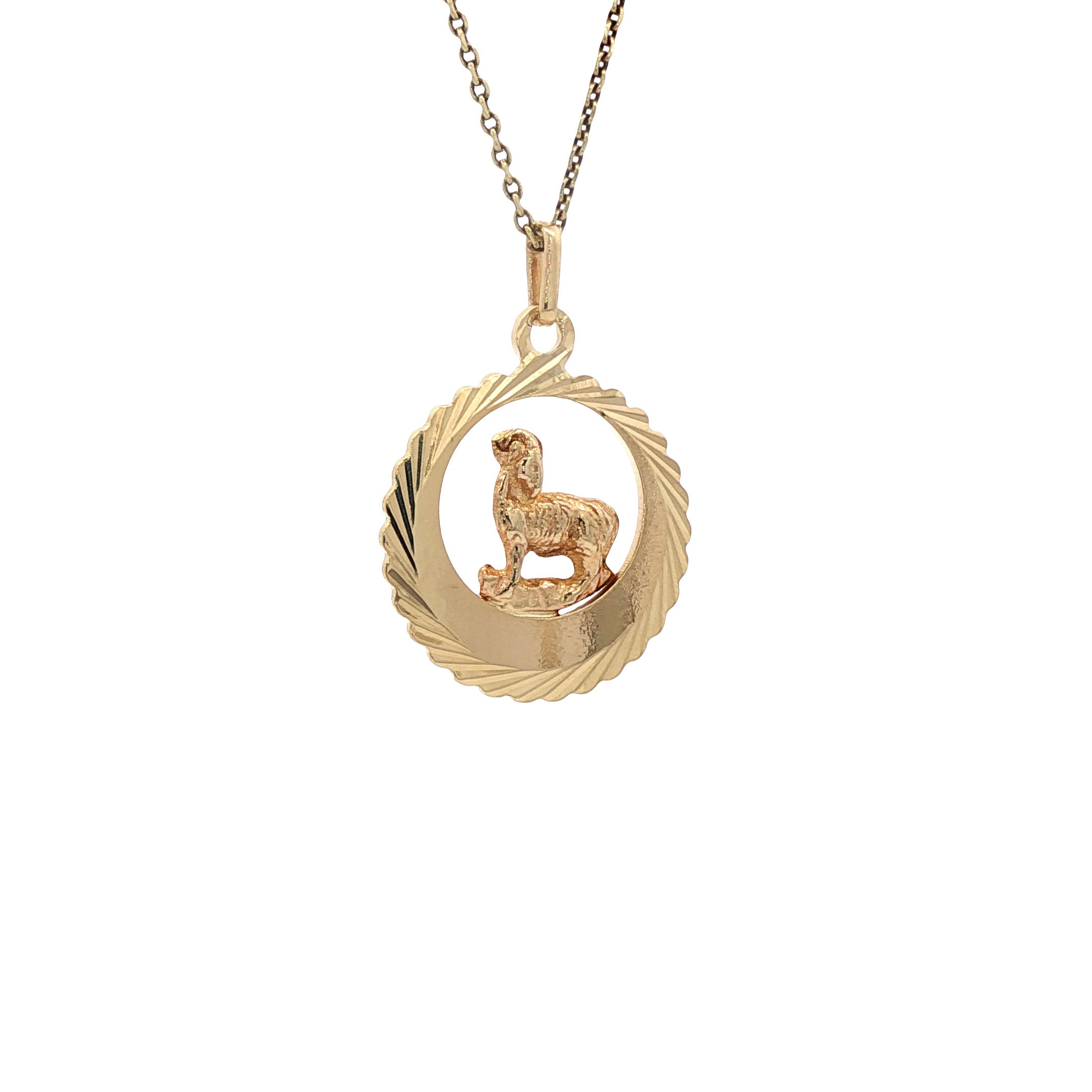14 kt gold ram pendant