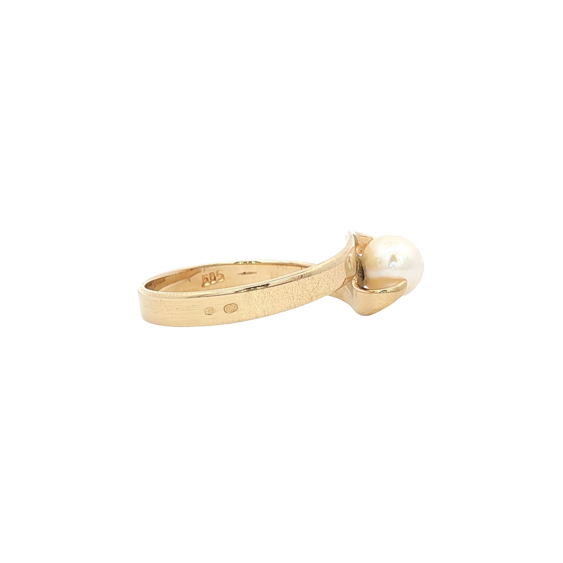 Gouden vintage ring met parel 14 kt