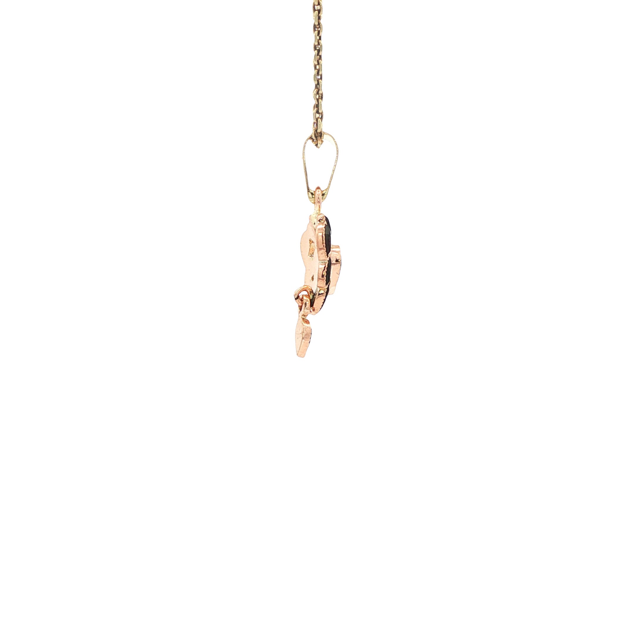 Roségouden vintage hanger met granaat 14 kt