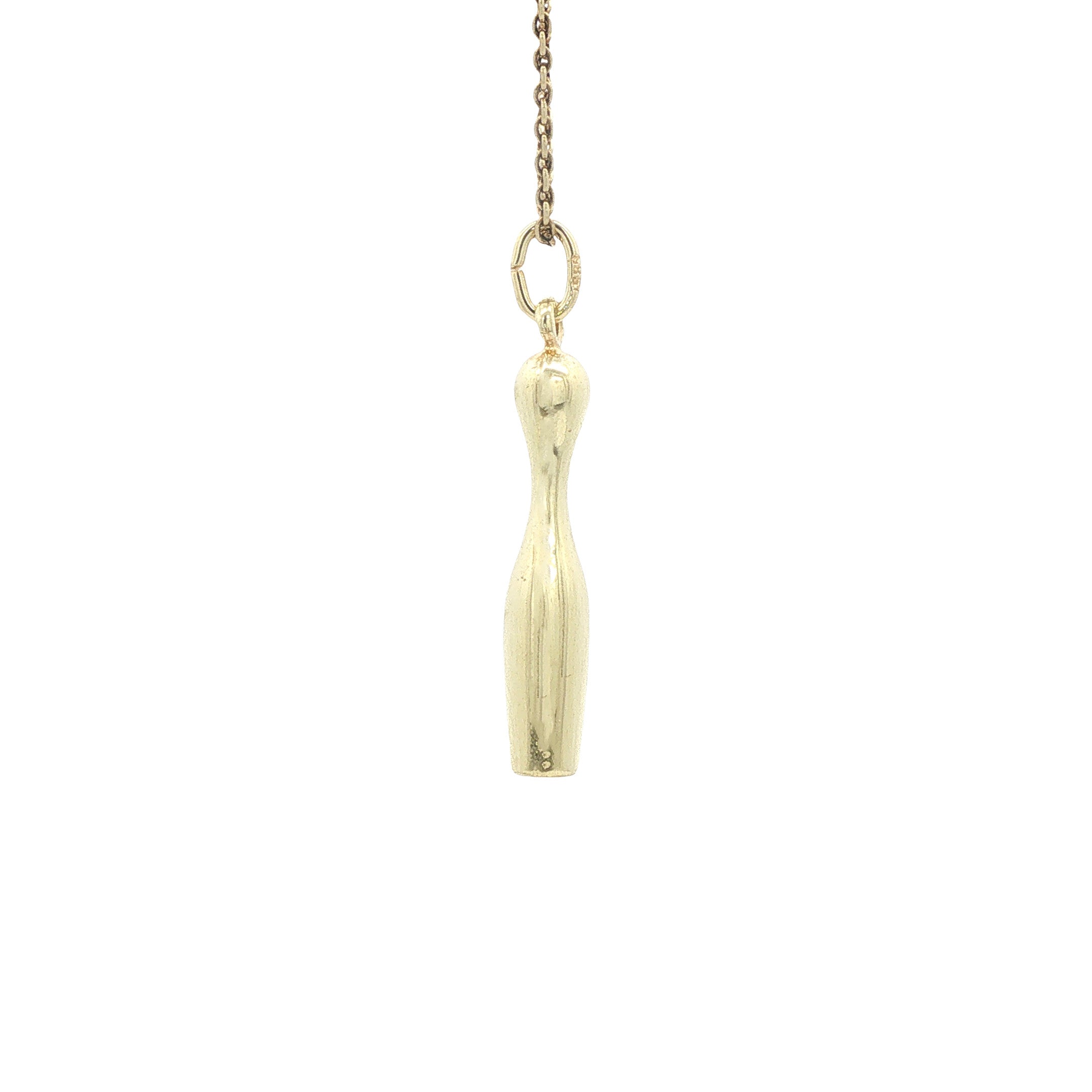 14 kt gold vintage bowling pin pendant